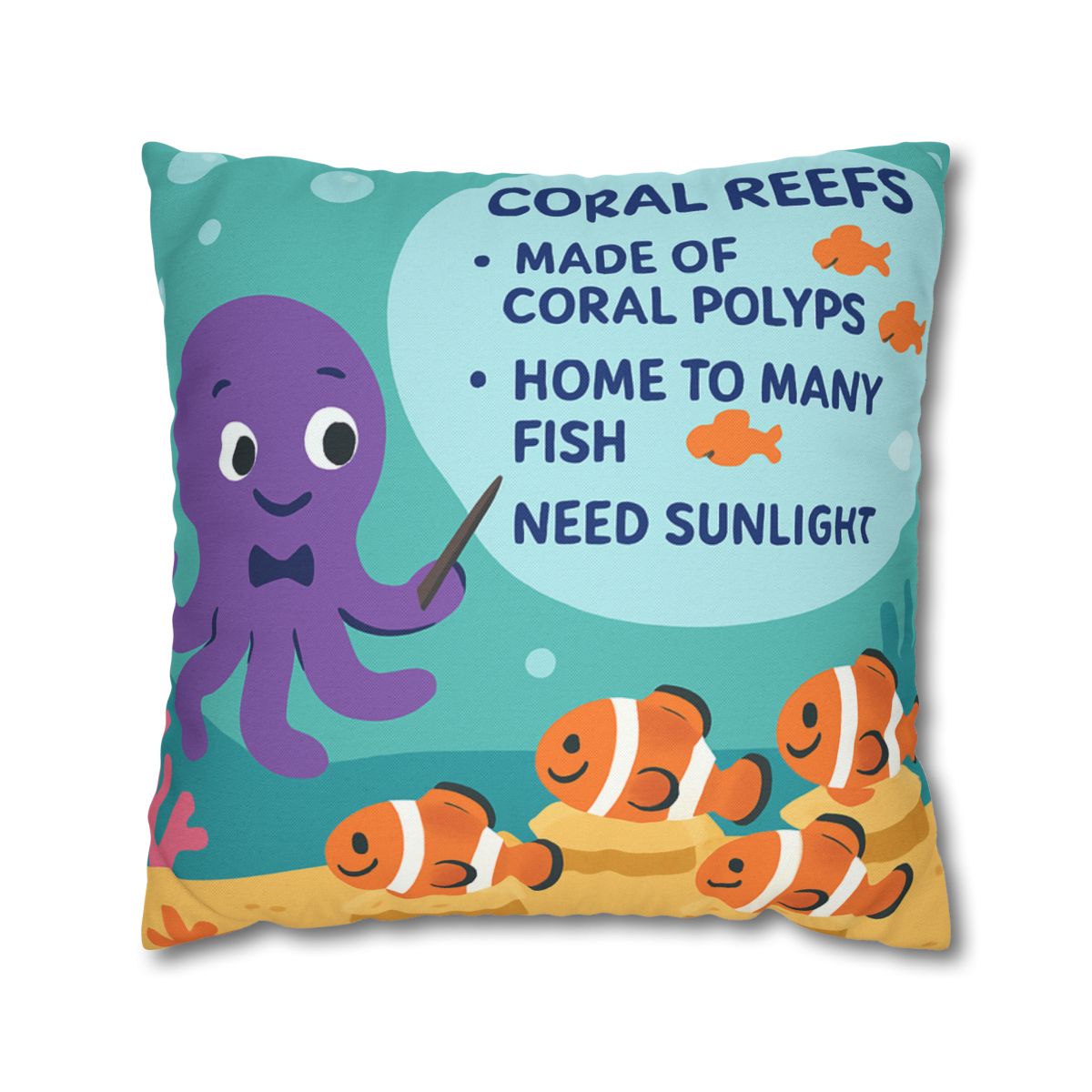 Coral Classroom With Professor Octopus stylish decorative pillowcases