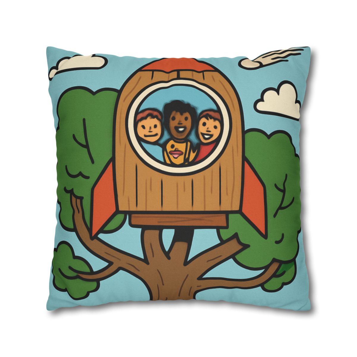Time Traveling Treehouse Rocket stylish decorative pillowcases