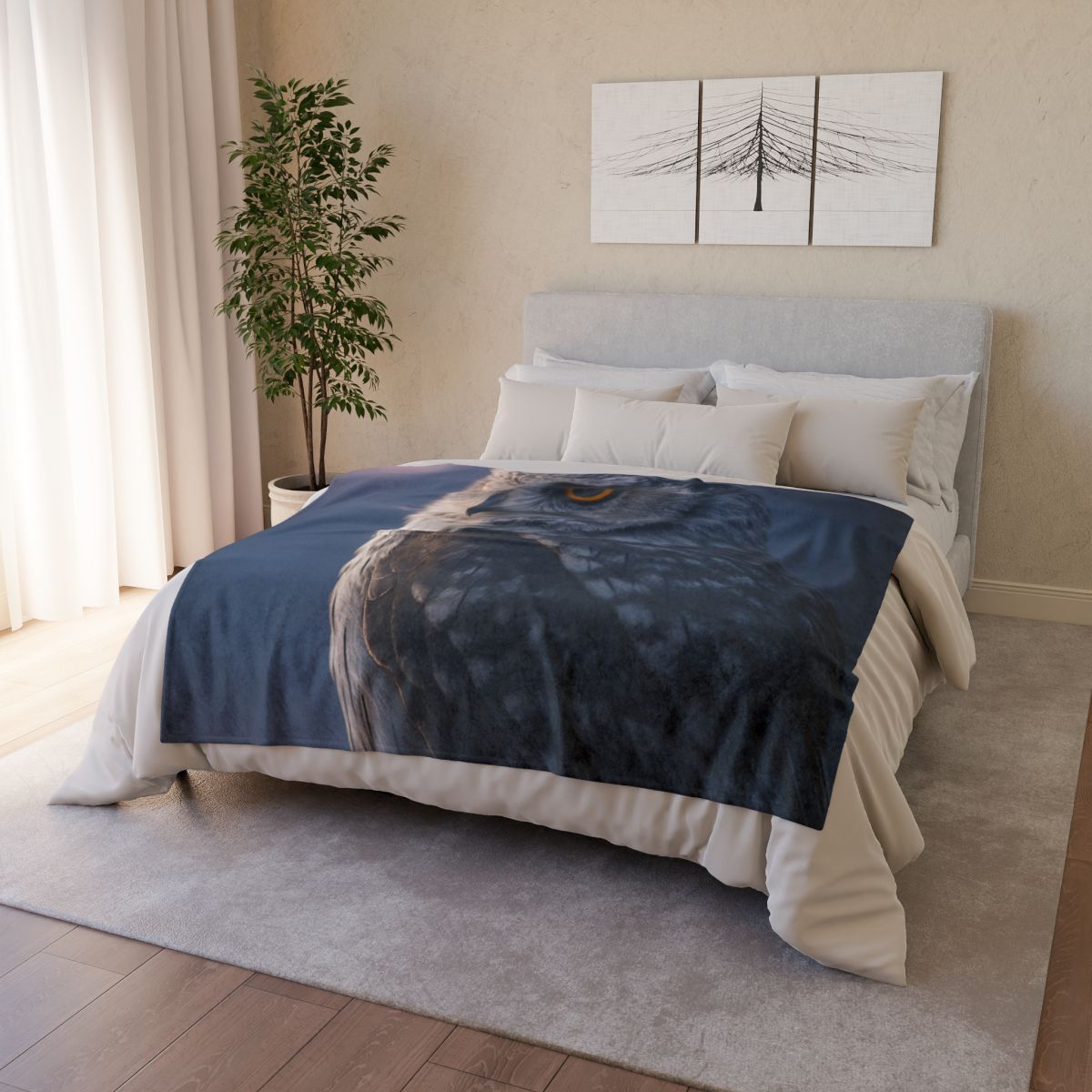 Twilight Watcher Snowy Owl soft fleece blankets