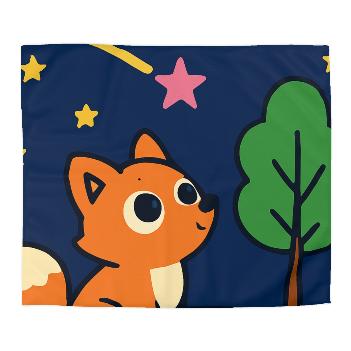 Cosmic Forest Fox And The Shooting Stars soft comforter duvets