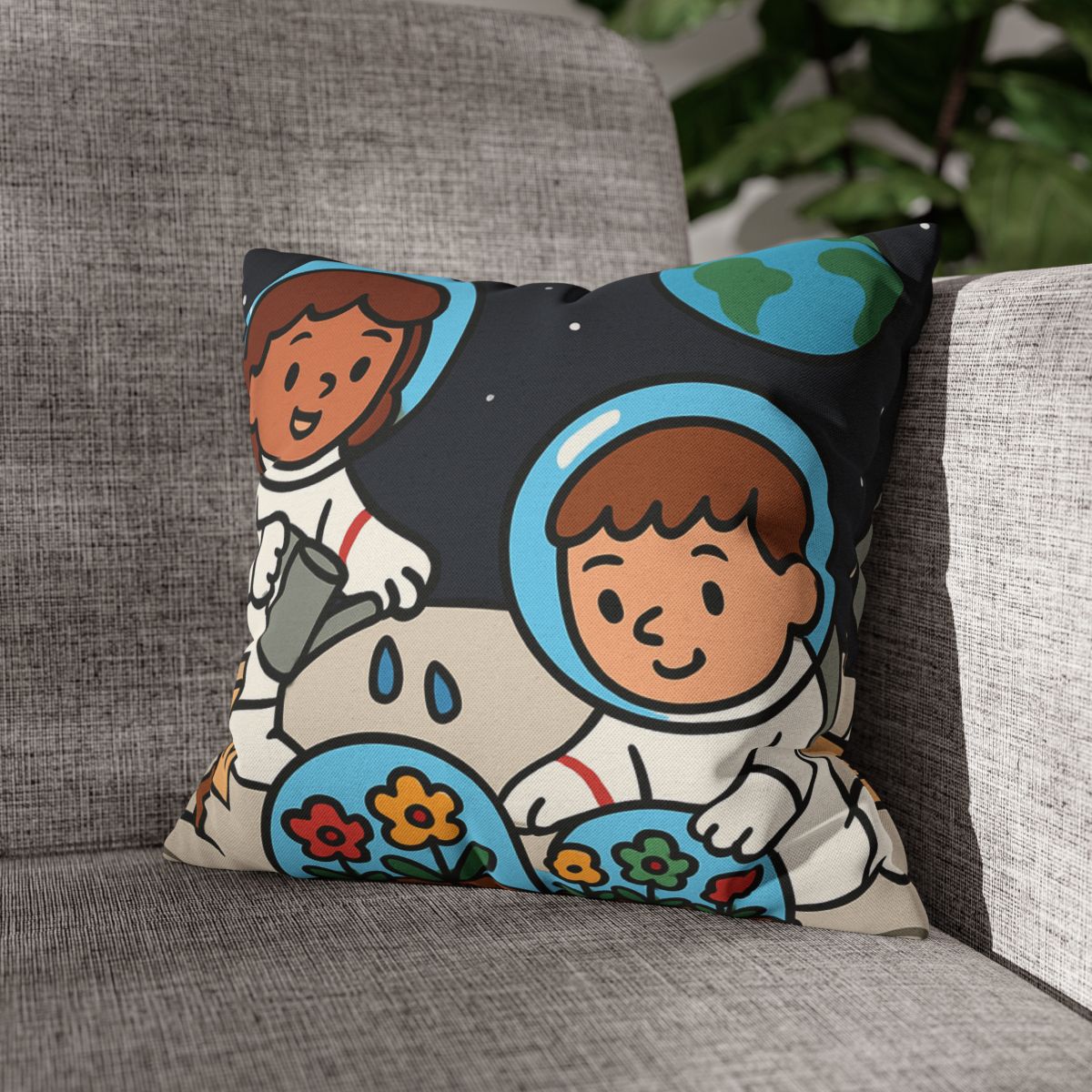 Gravity Garden On The Moon soft cotton pillow cases