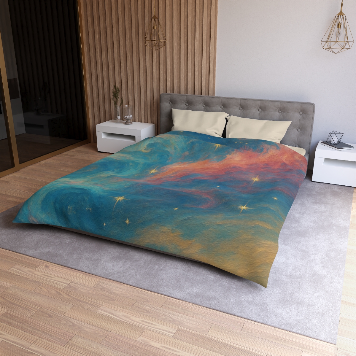 Chromatic Nebula Tidal Bloom stylish duvet covers