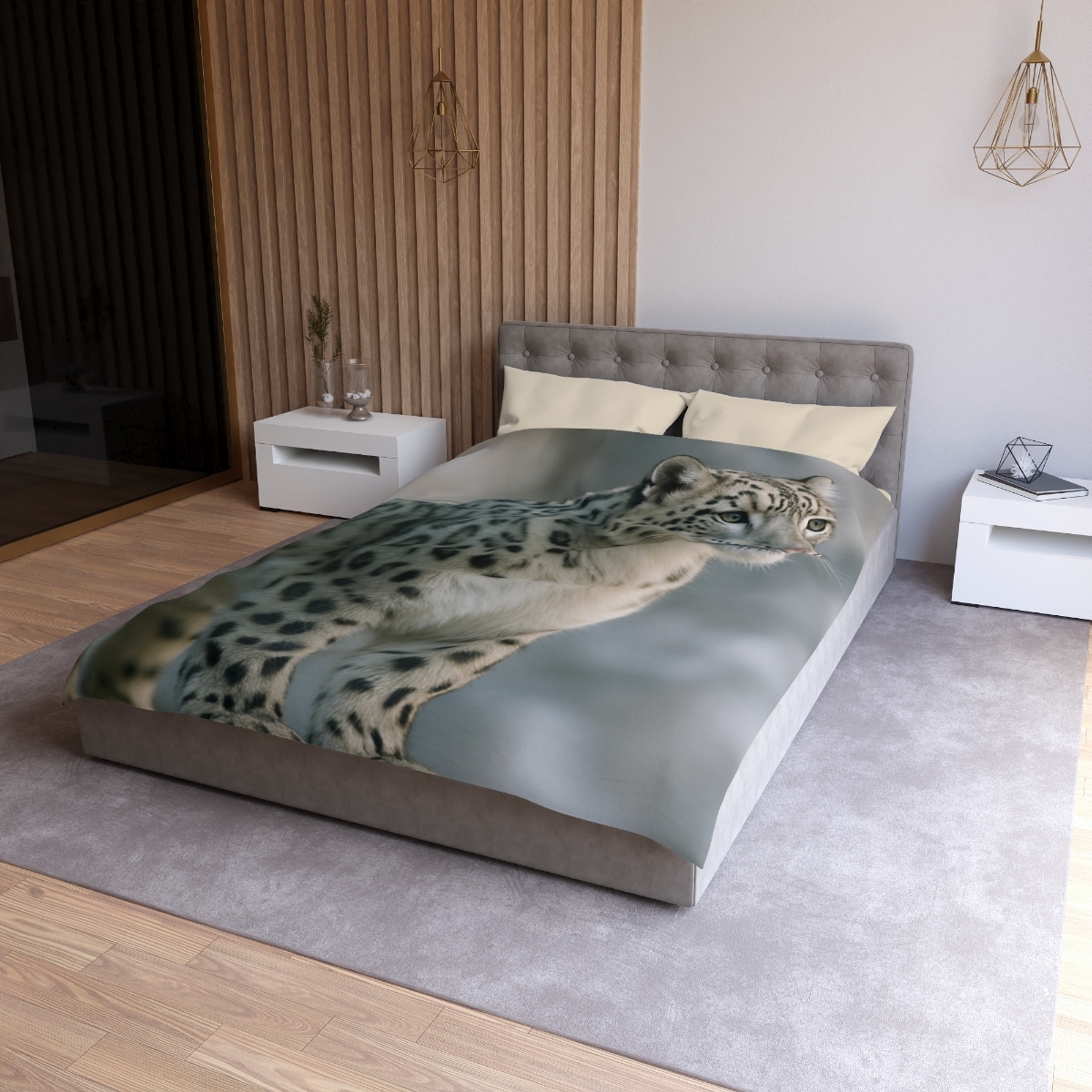 Cliff Phantom Snow Leopard soft comforter duvets