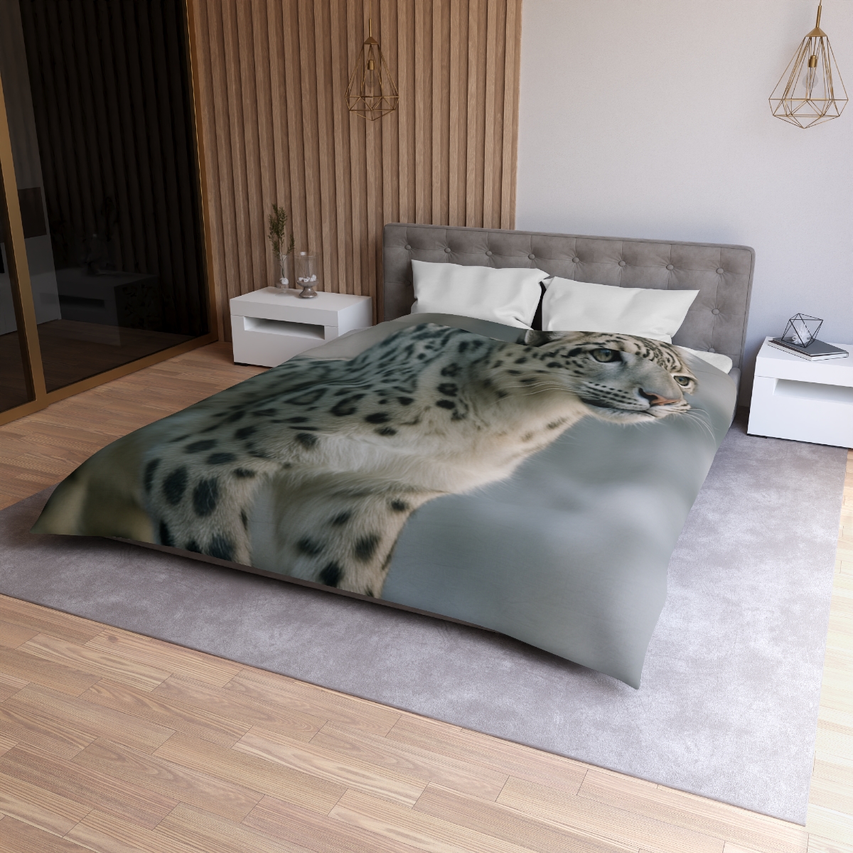 Cliff Phantom Snow Leopard soft comforter duvets