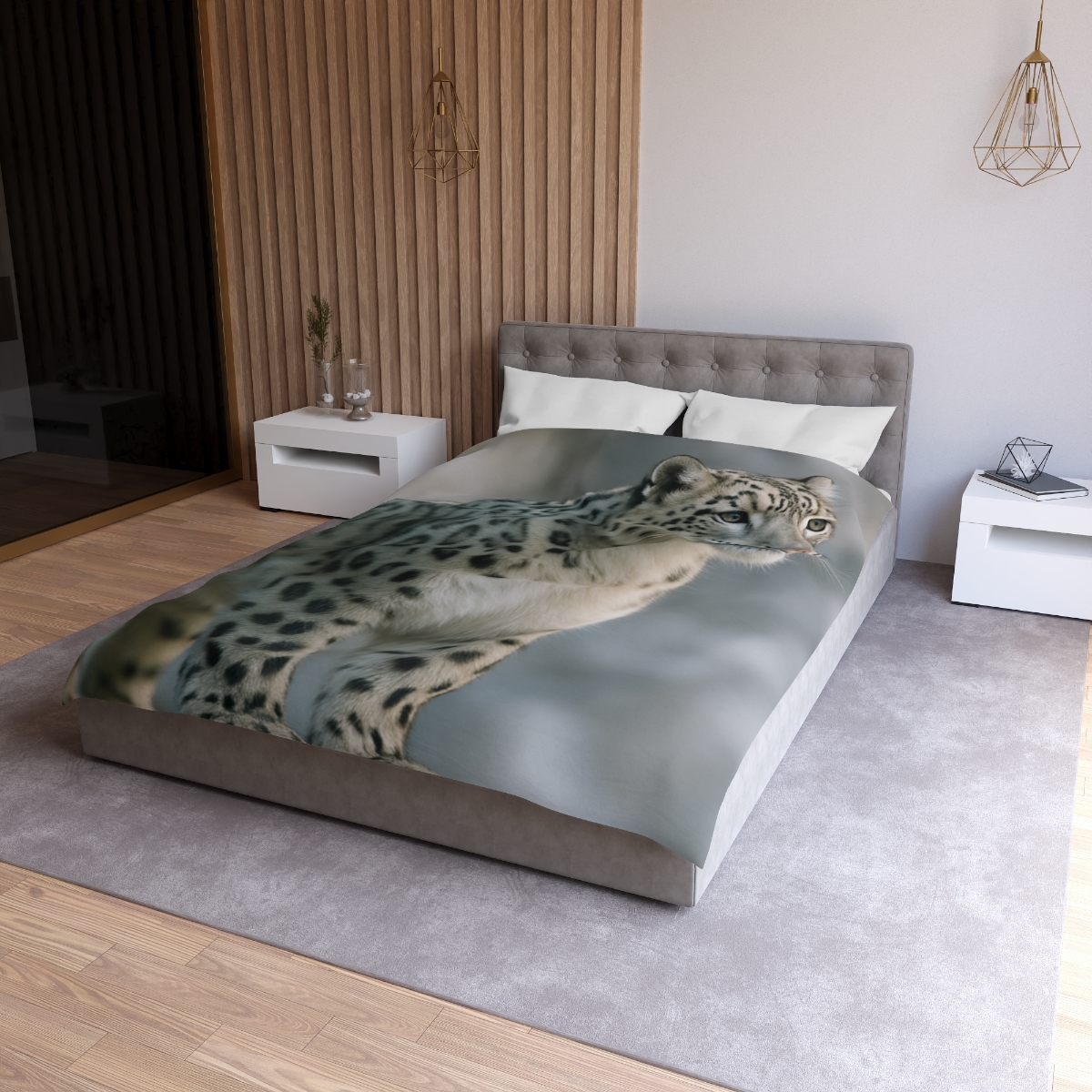 Cliff Phantom Snow Leopard soft comforter duvets