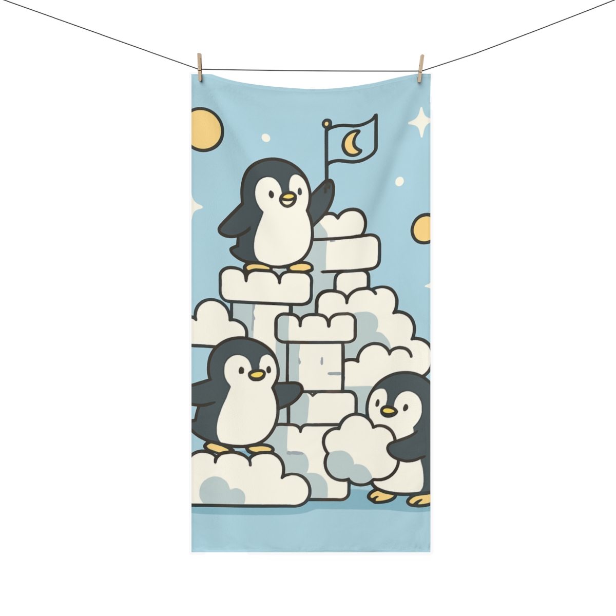 Cloud Castle Penguins unique gift towels