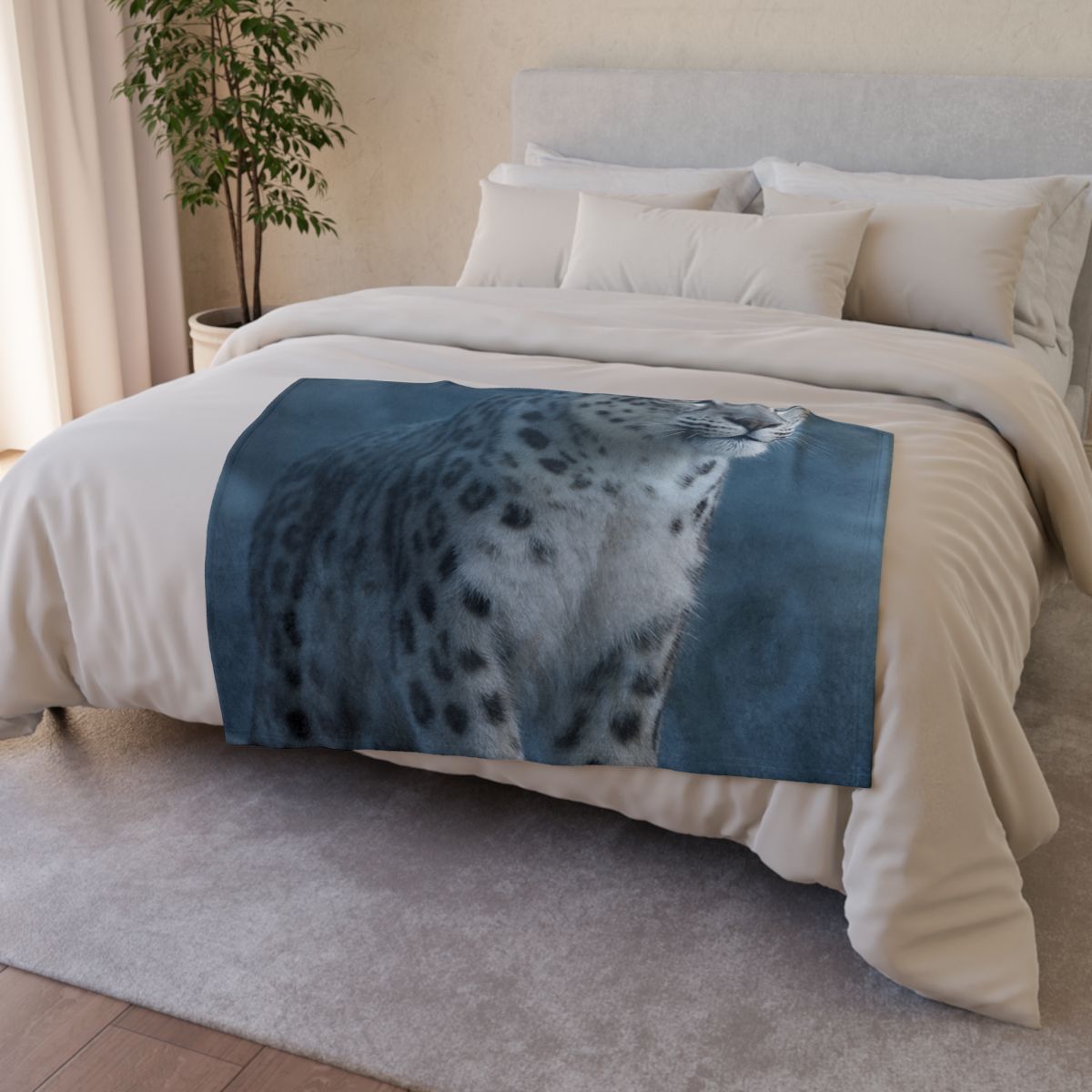 Cloud Cliff Snow Leopard soft fleece blankets