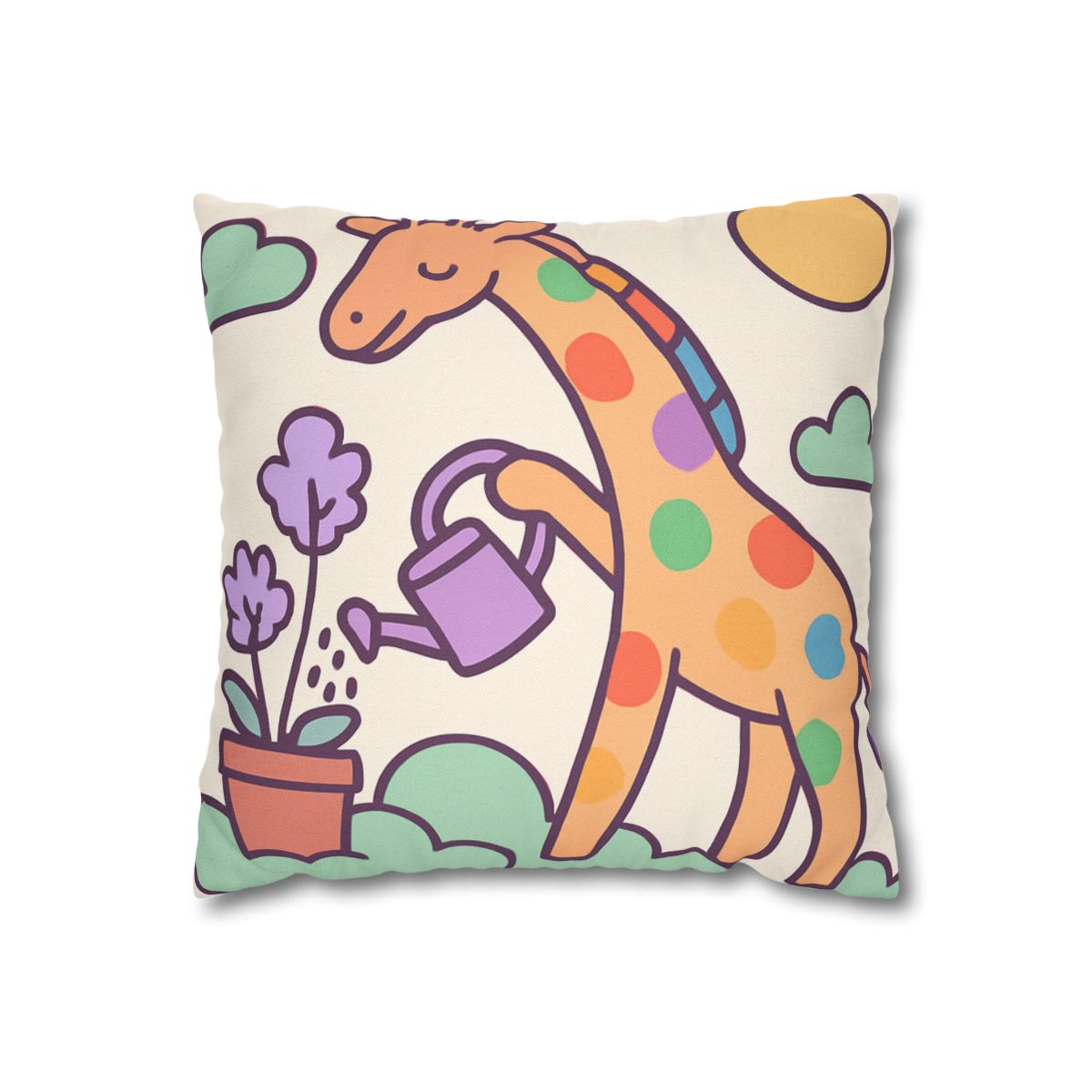 Cloud Garden With Rainbow Giraffe trendy patterned pillow cases