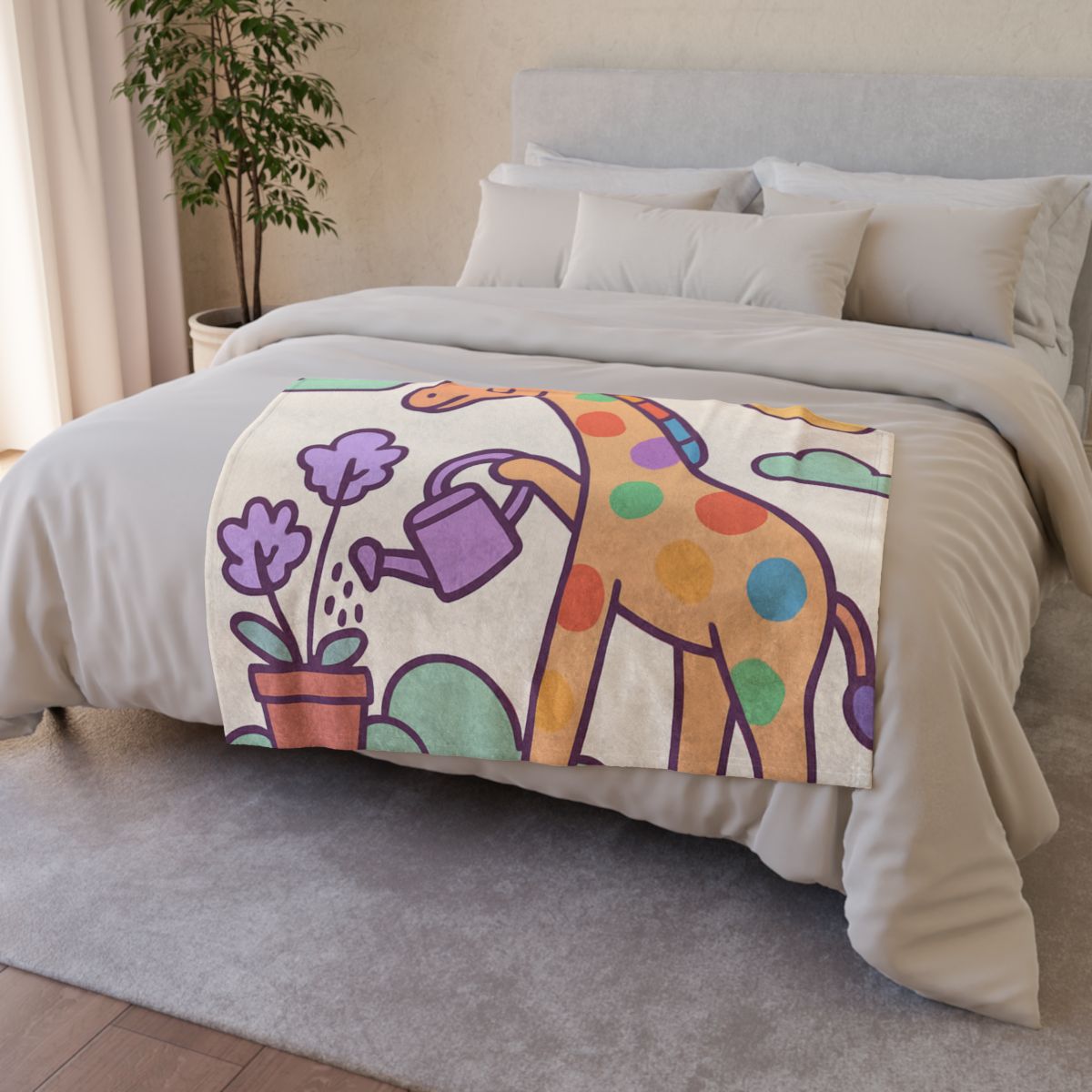 Cloud Garden With Rainbow Giraffe warm winter blankets
