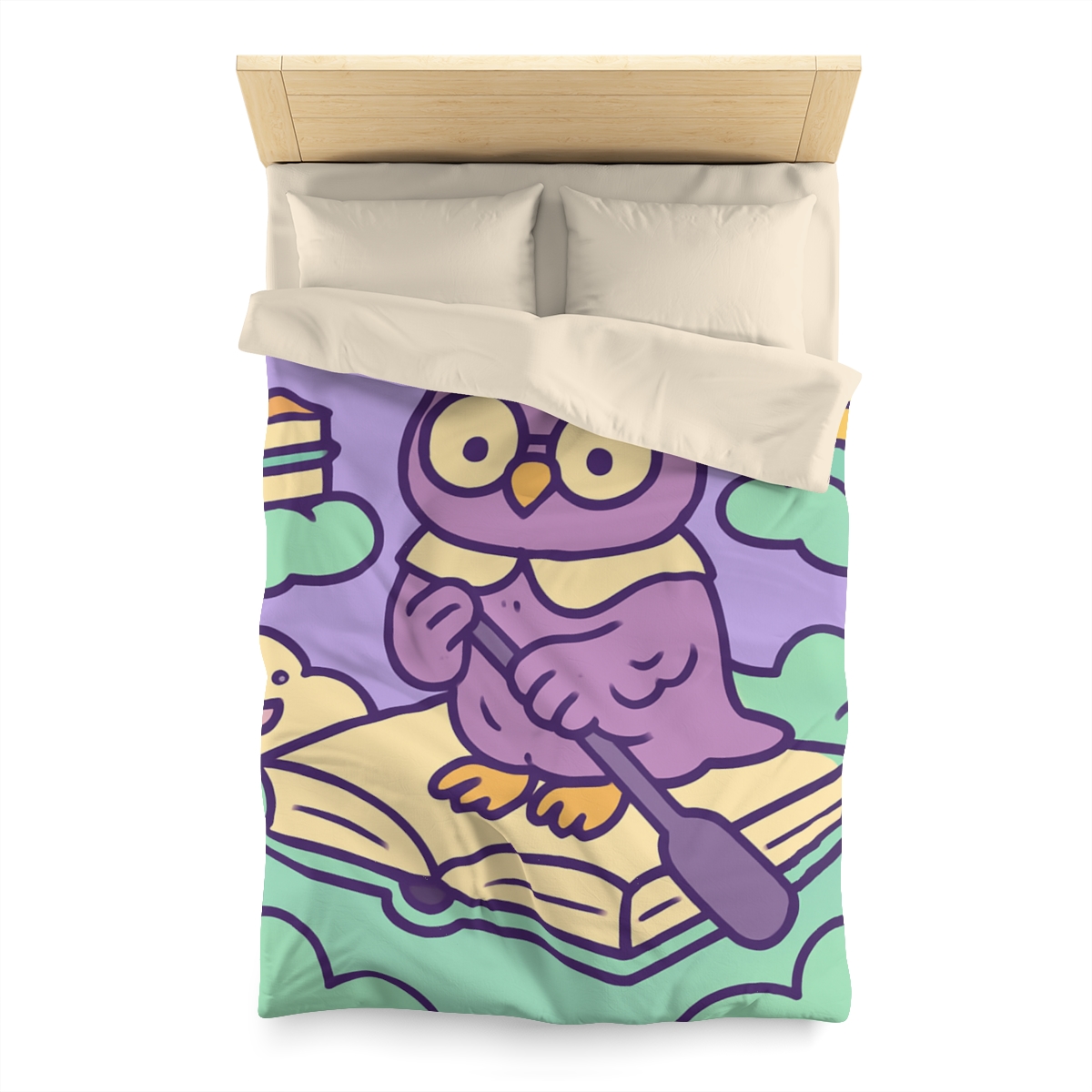 Cloud Library Owl Boat designer printed duvets