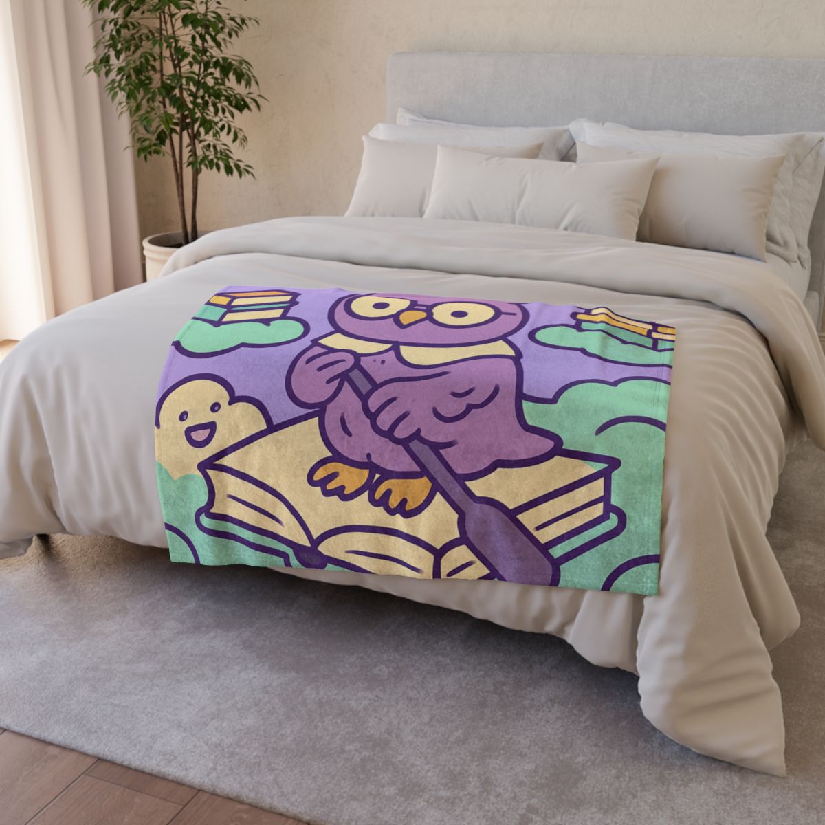 Cloud Library Owl Boat designer printed blankets
