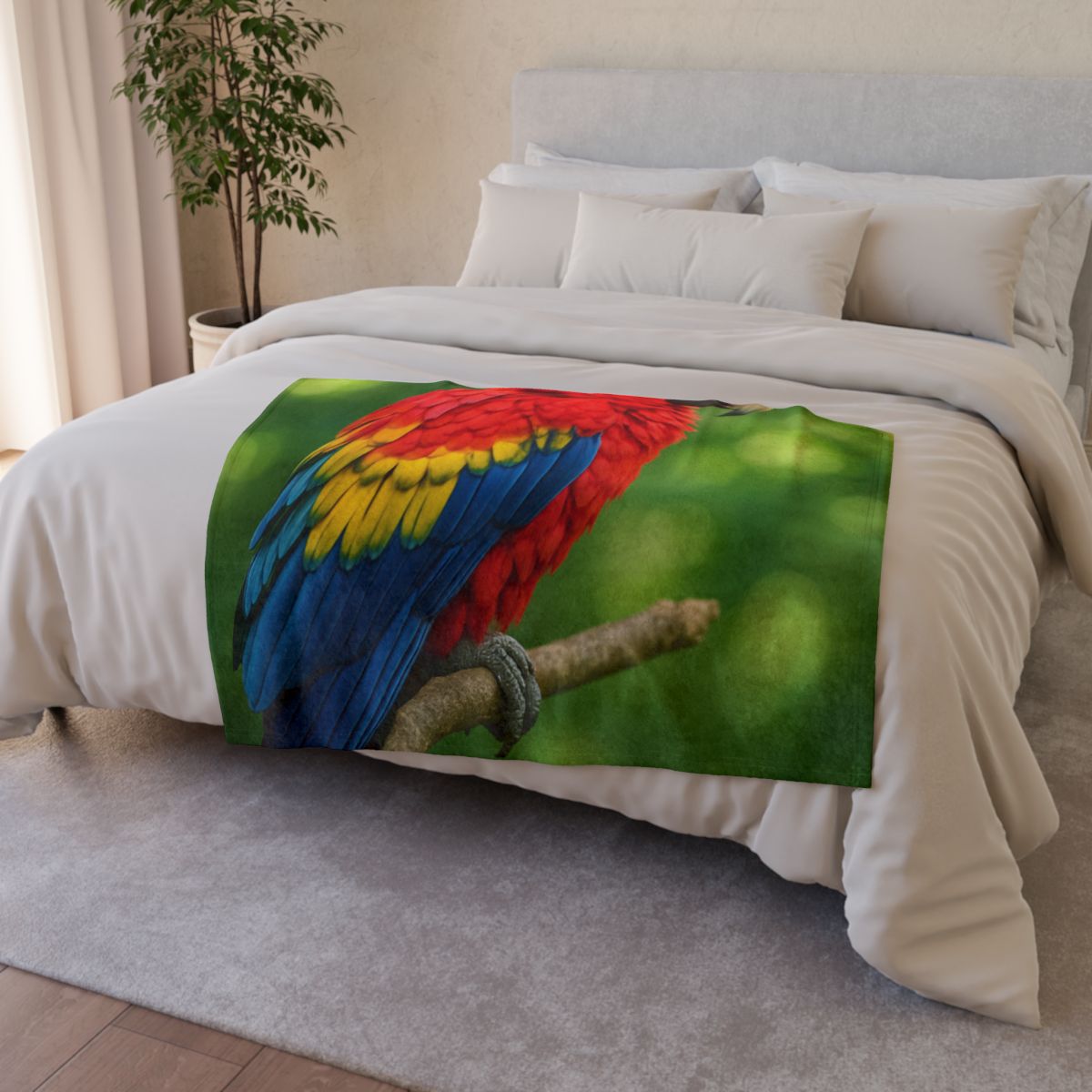 Color Storm Scarlet Macaw trendy patterned blankets