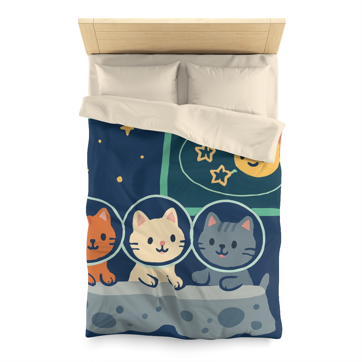 Comet Classroom For Curious Kittens designer printed duvets