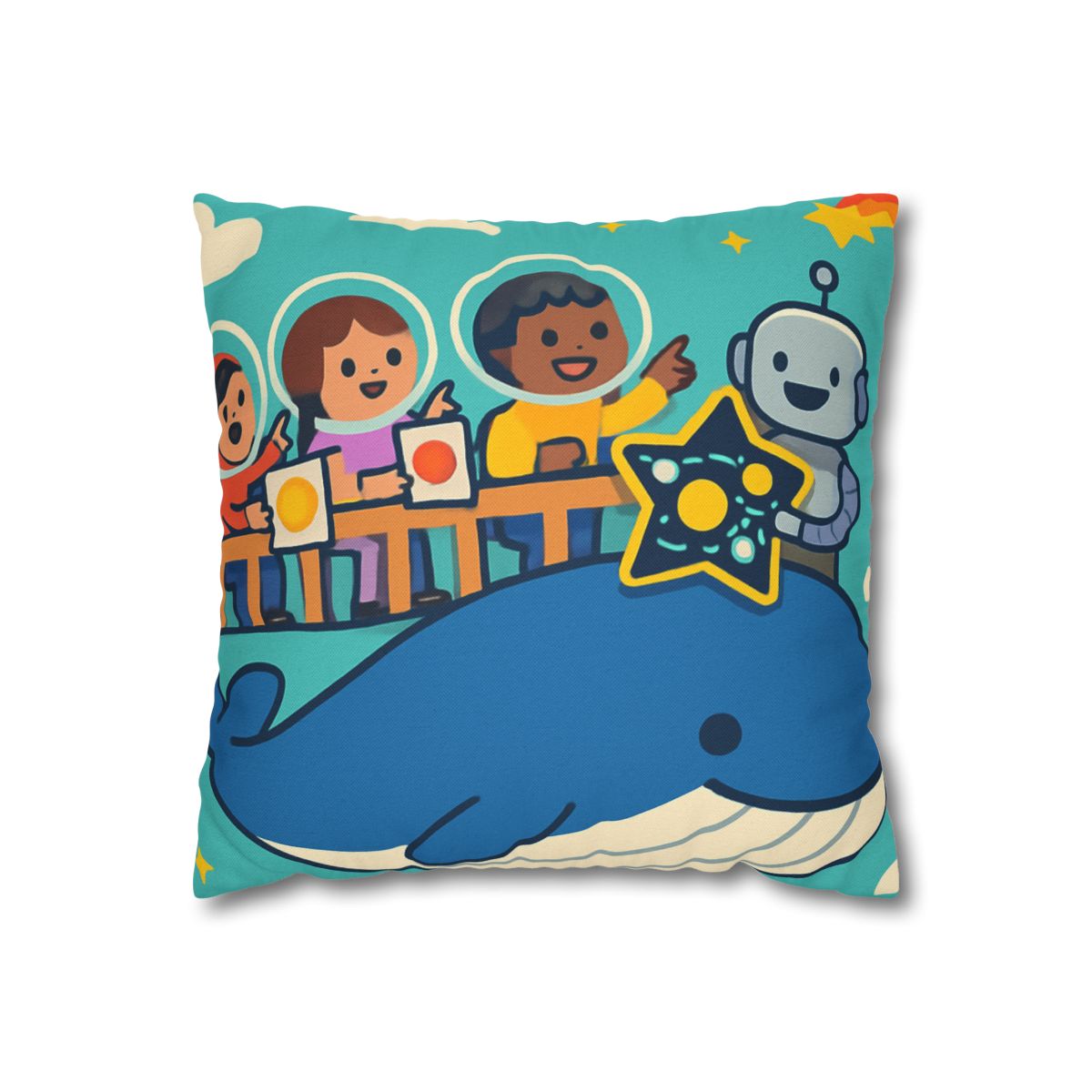 Comet Classroom In The Sky Whale designer print pillow cases