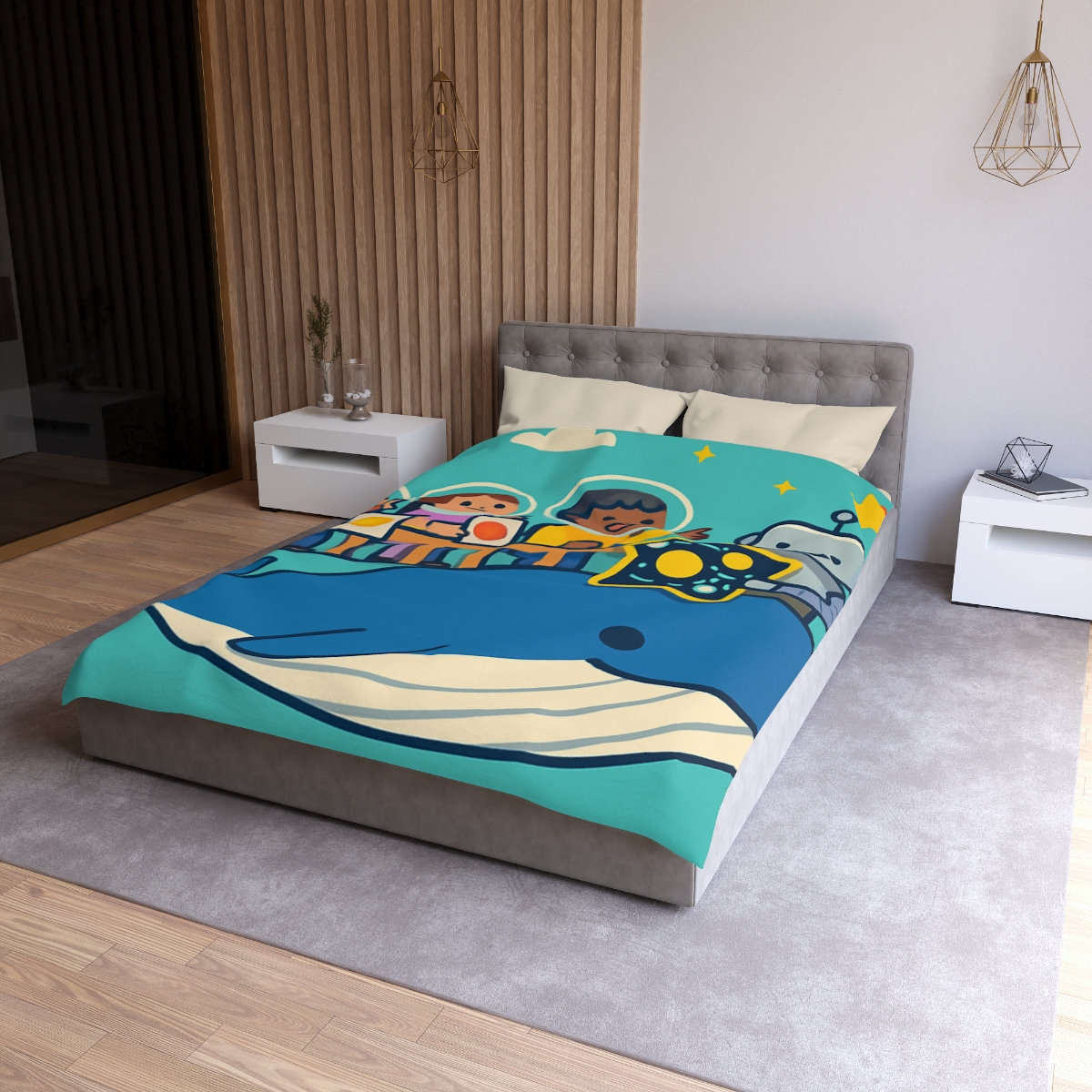 Comet Classroom In The Sky Whale custom duvets