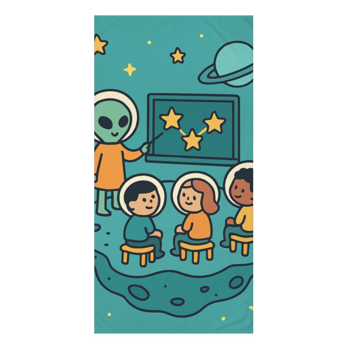 Comet Classroom On A Floating Asteroid personalized bath towels