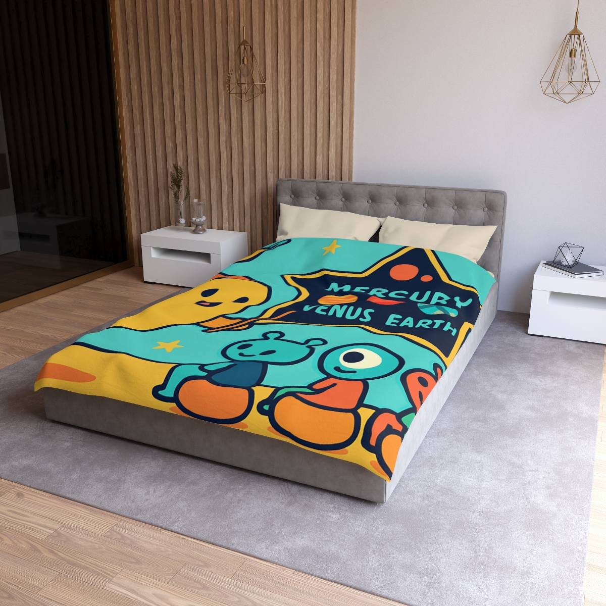 Comet Classroom On A Floating Asteroid unique patterned duvets