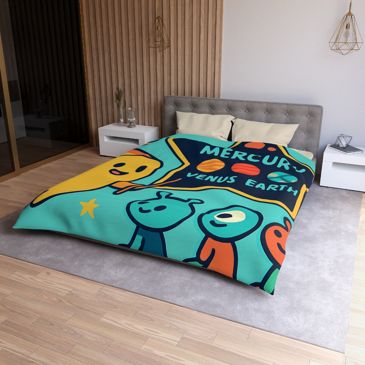 Comet Classroom On A Floating Asteroid unique patterned duvets