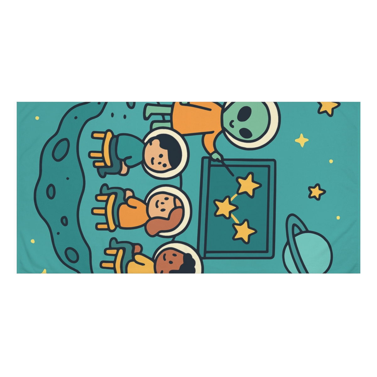 Comet Classroom On A Floating Asteroid personalized bath towels