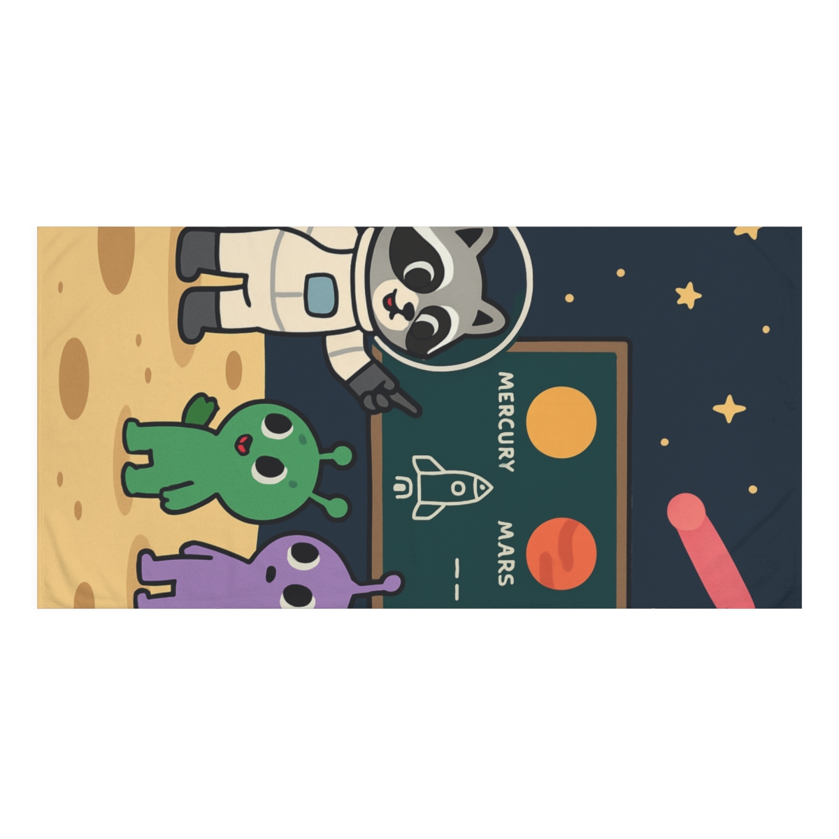 Comet Classroom On A Moon Crater personalized bath towels