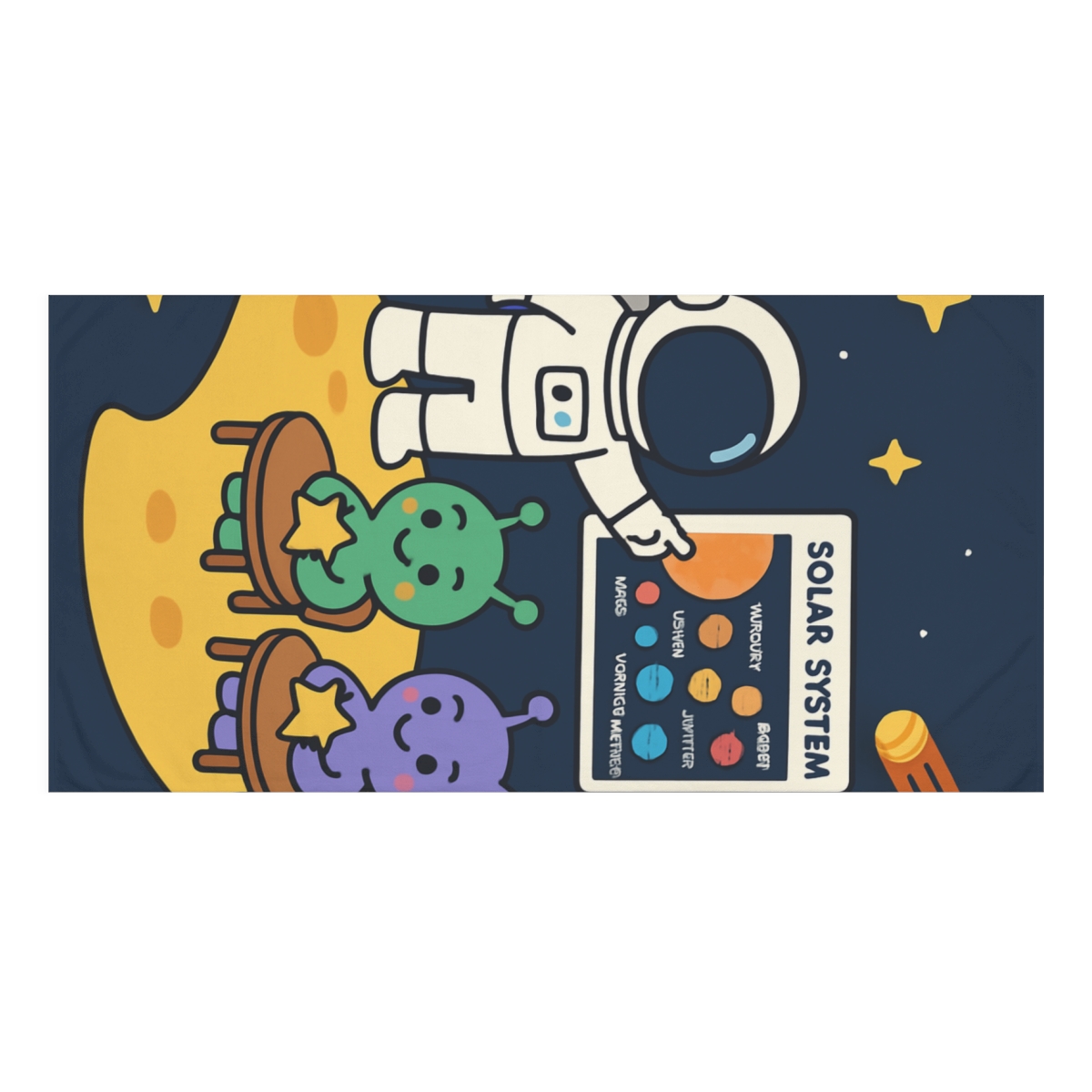 Comet Classroom On A Tiny Moon designer printed towels
