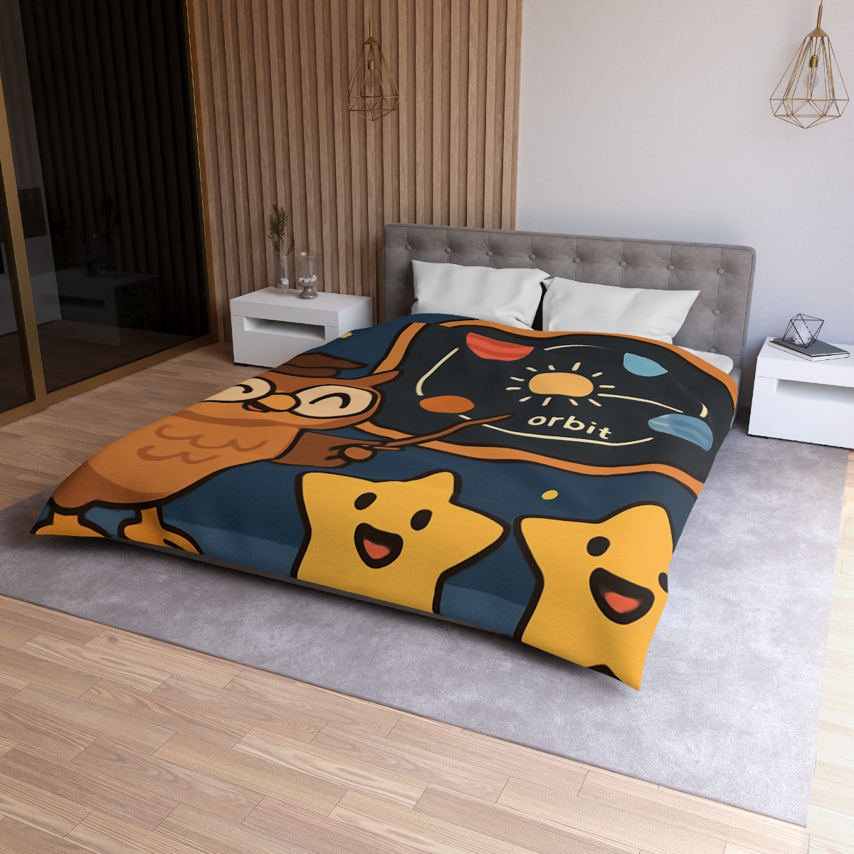 Comet Classroom Owl designer printed duvets