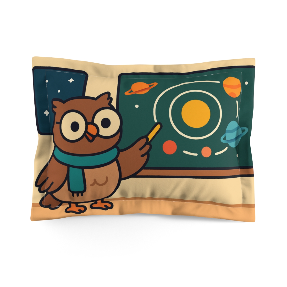 Comet Classroom Owl And The Orbit Chalkboard personalized decorative pillows