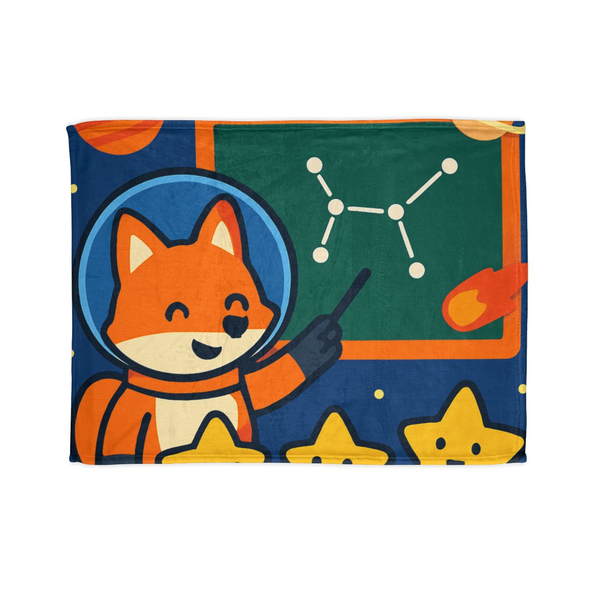 Comet Classroom Space Fox designer printed blankets