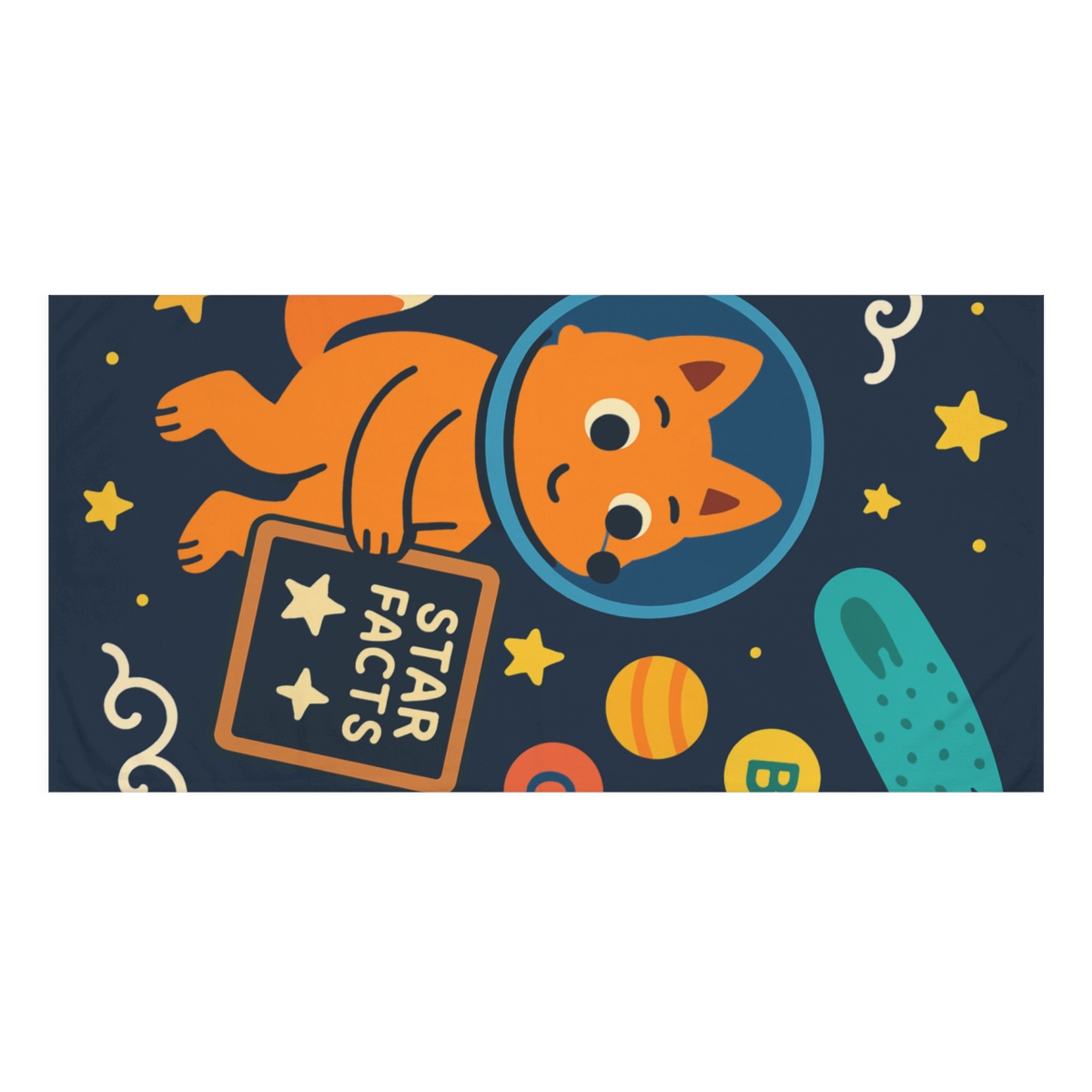 Comet Classroom Space Fox designer printed towels