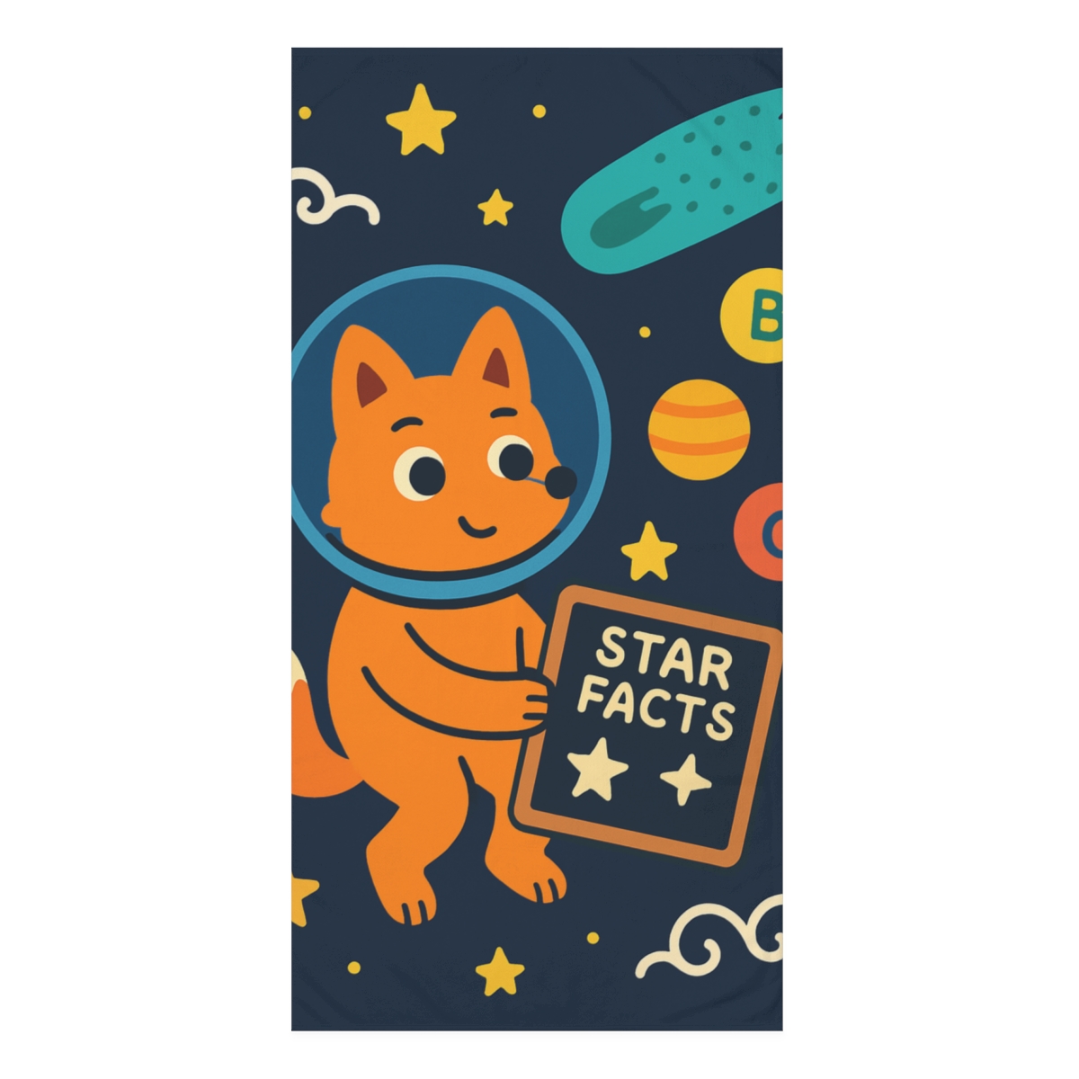 Comet Classroom Space Fox designer printed towels
