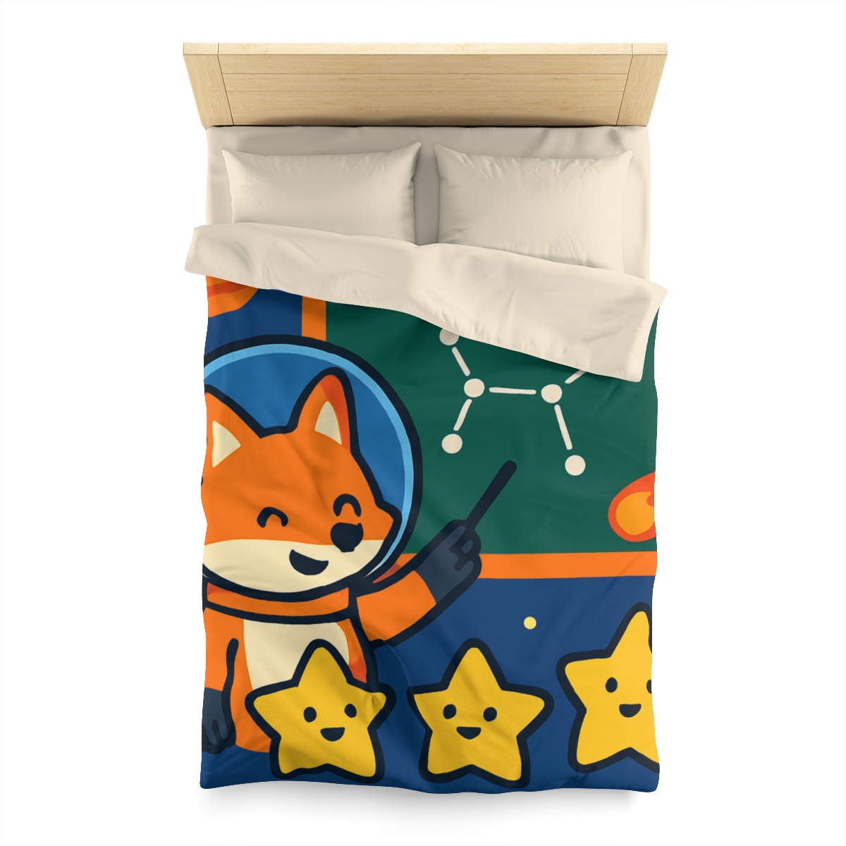 Comet Classroom Space Fox personalized bedding duvets