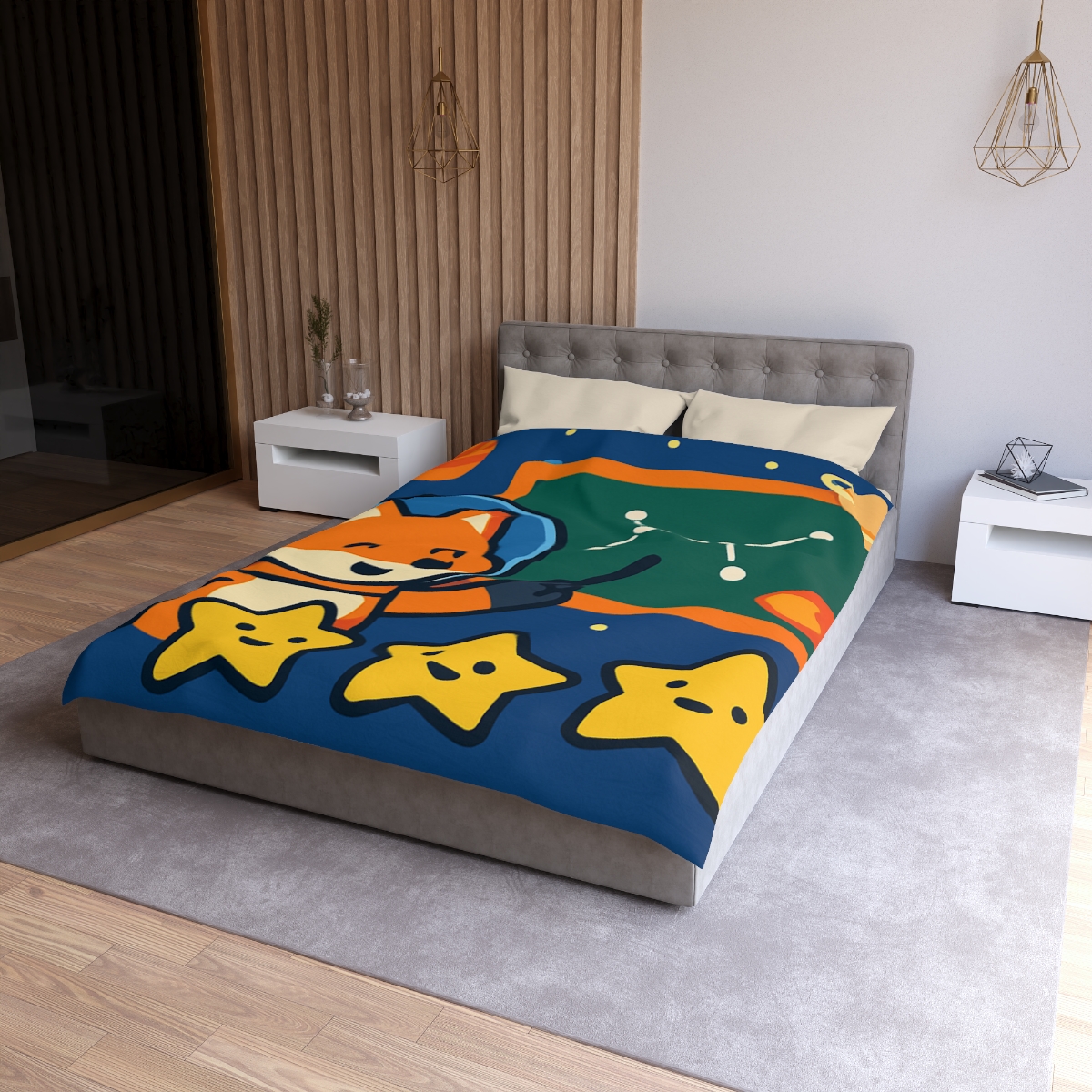 Comet Classroom Space Fox personalized bedding duvets