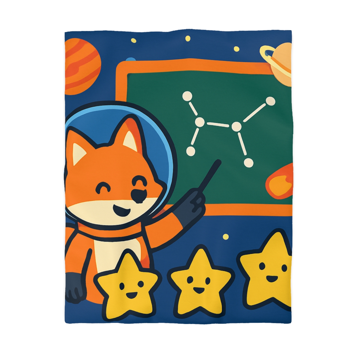 Comet Classroom Space Fox personalized bedding duvets