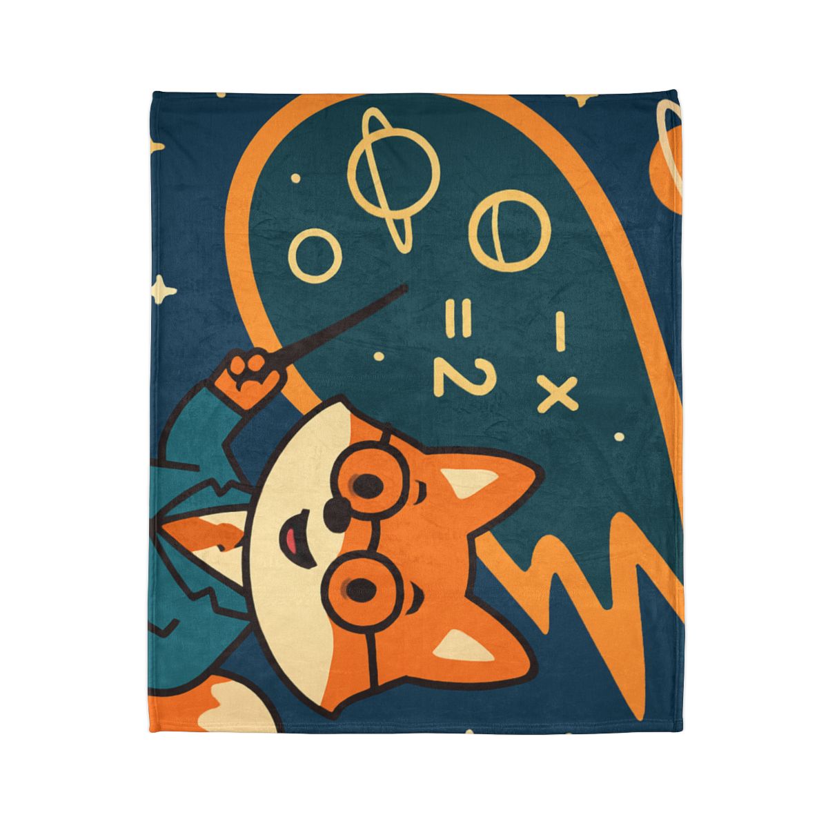 Comet Classroom With A Curious Fox soft fleece blankets