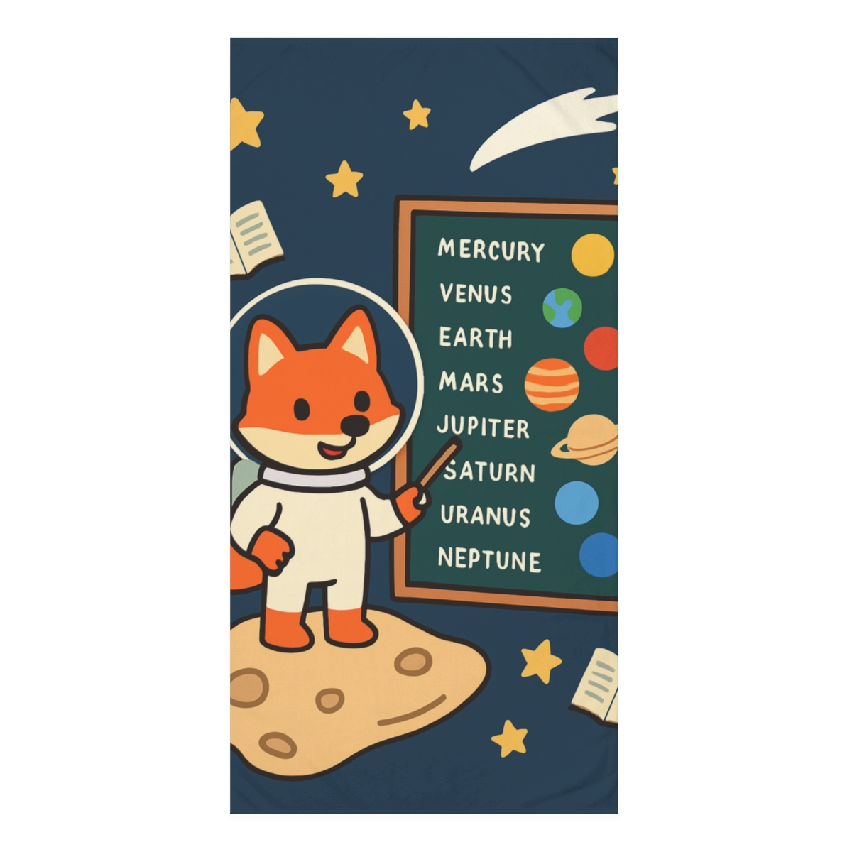 Comet Classroom With A Curious Fox Astronaut trendy hand towels