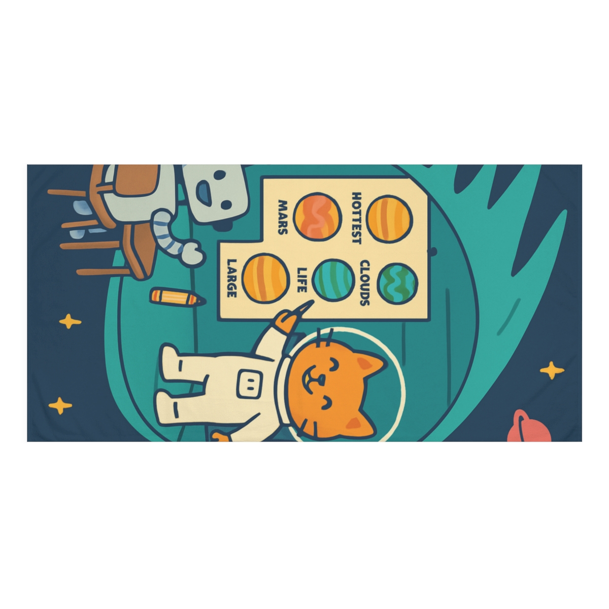 Comet Classroom With Astro Cat soft cotton towels