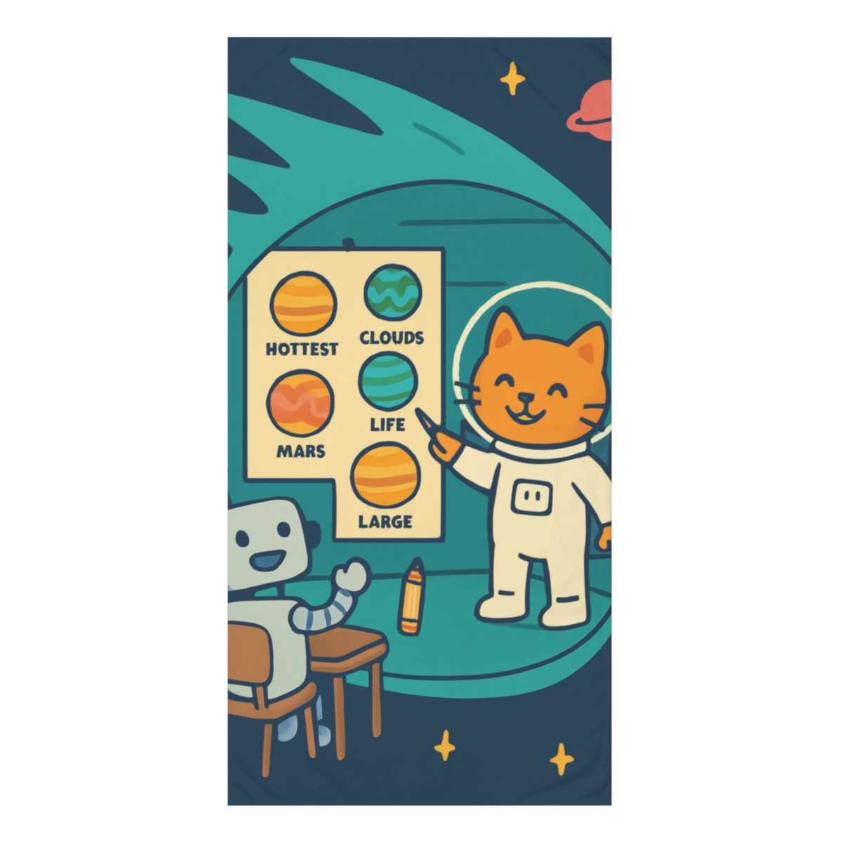 Comet Classroom With Astro Cat soft cotton towels
