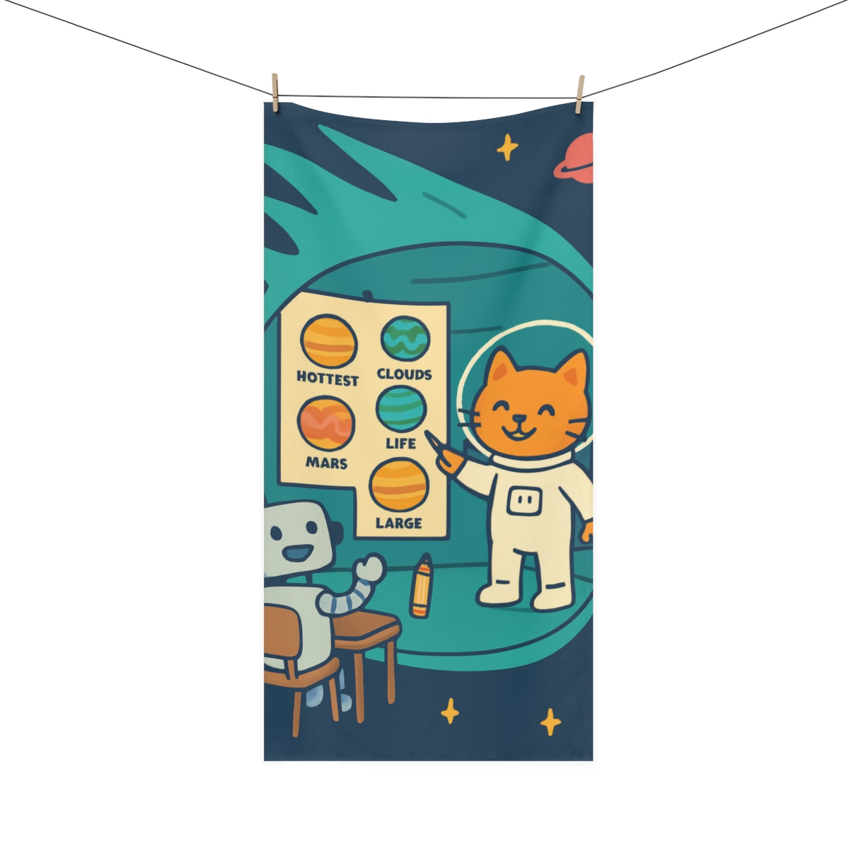 Comet Classroom With Astro Cat soft cotton towels