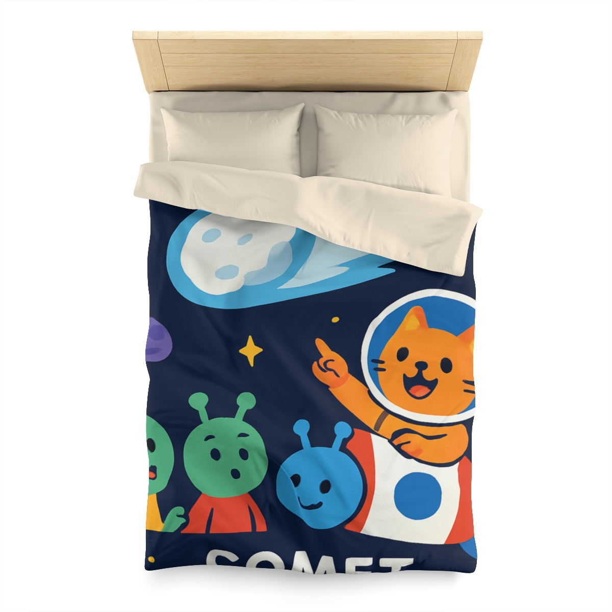 Comet Classroom With Captain Cat personalized bedding duvets