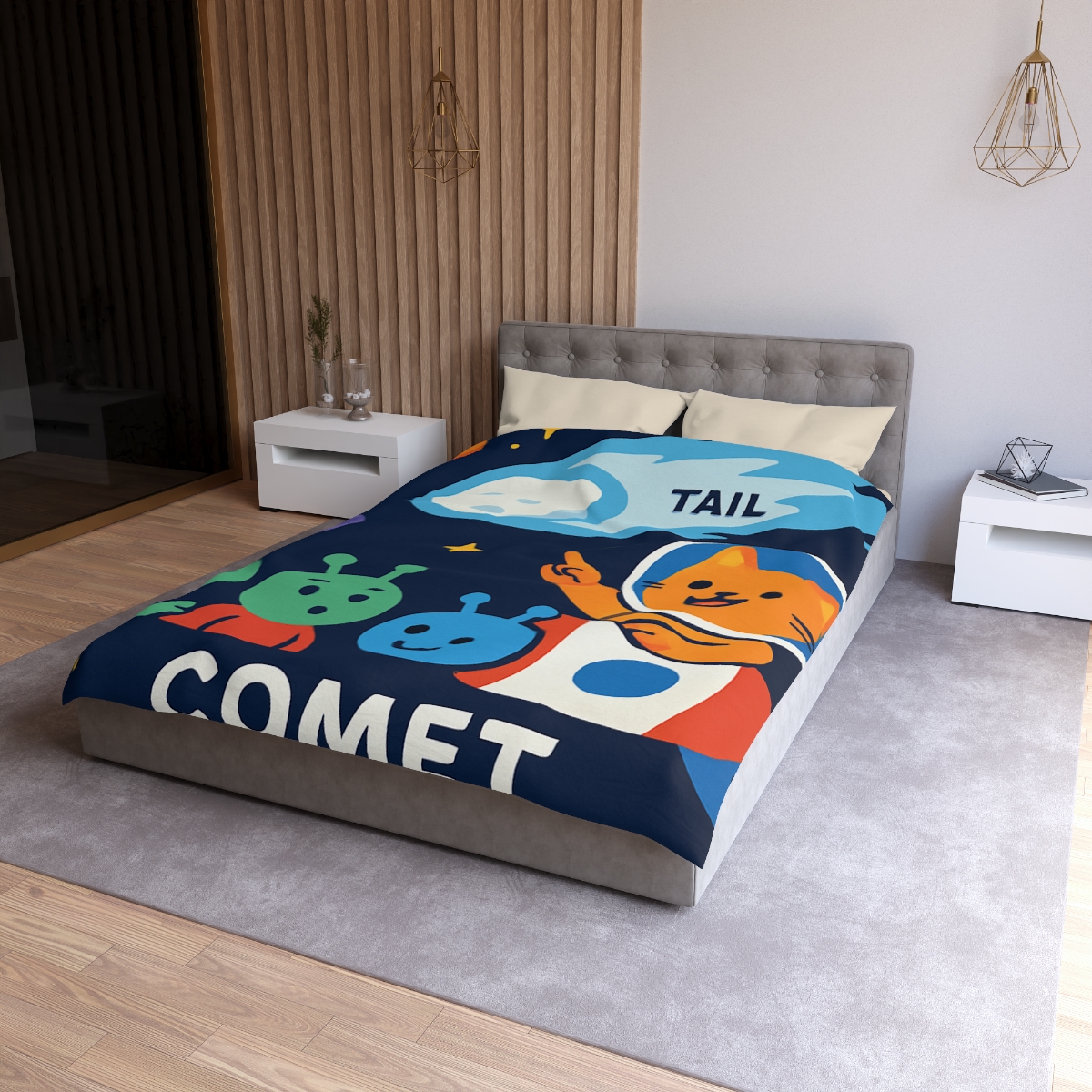 Comet Classroom With Captain Cat personalized bedding duvets
