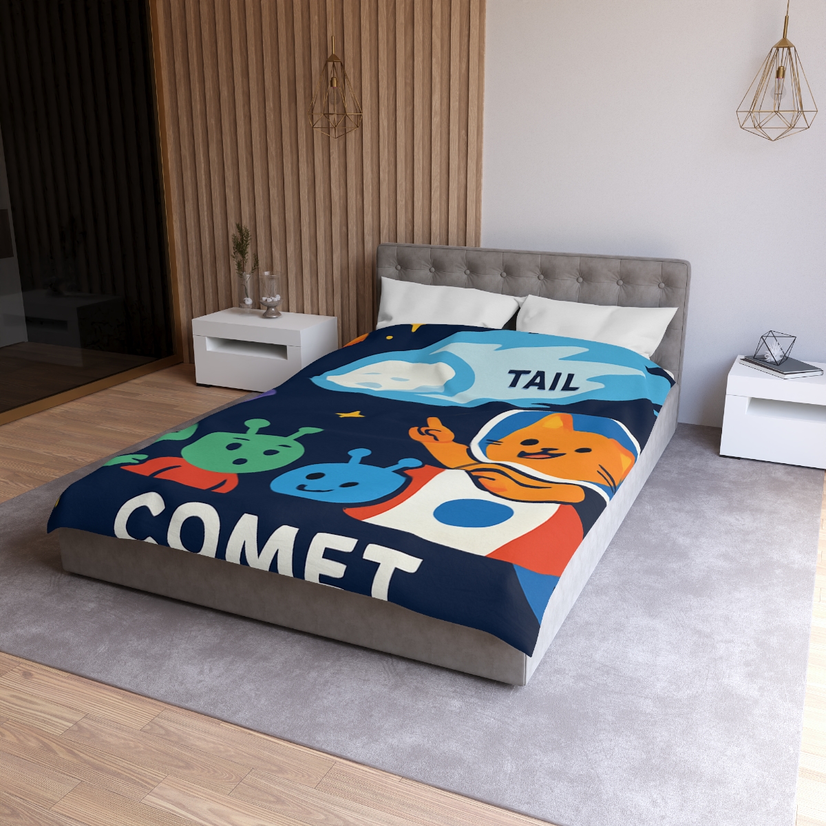 Comet Classroom With Captain Cat personalized bedding duvets