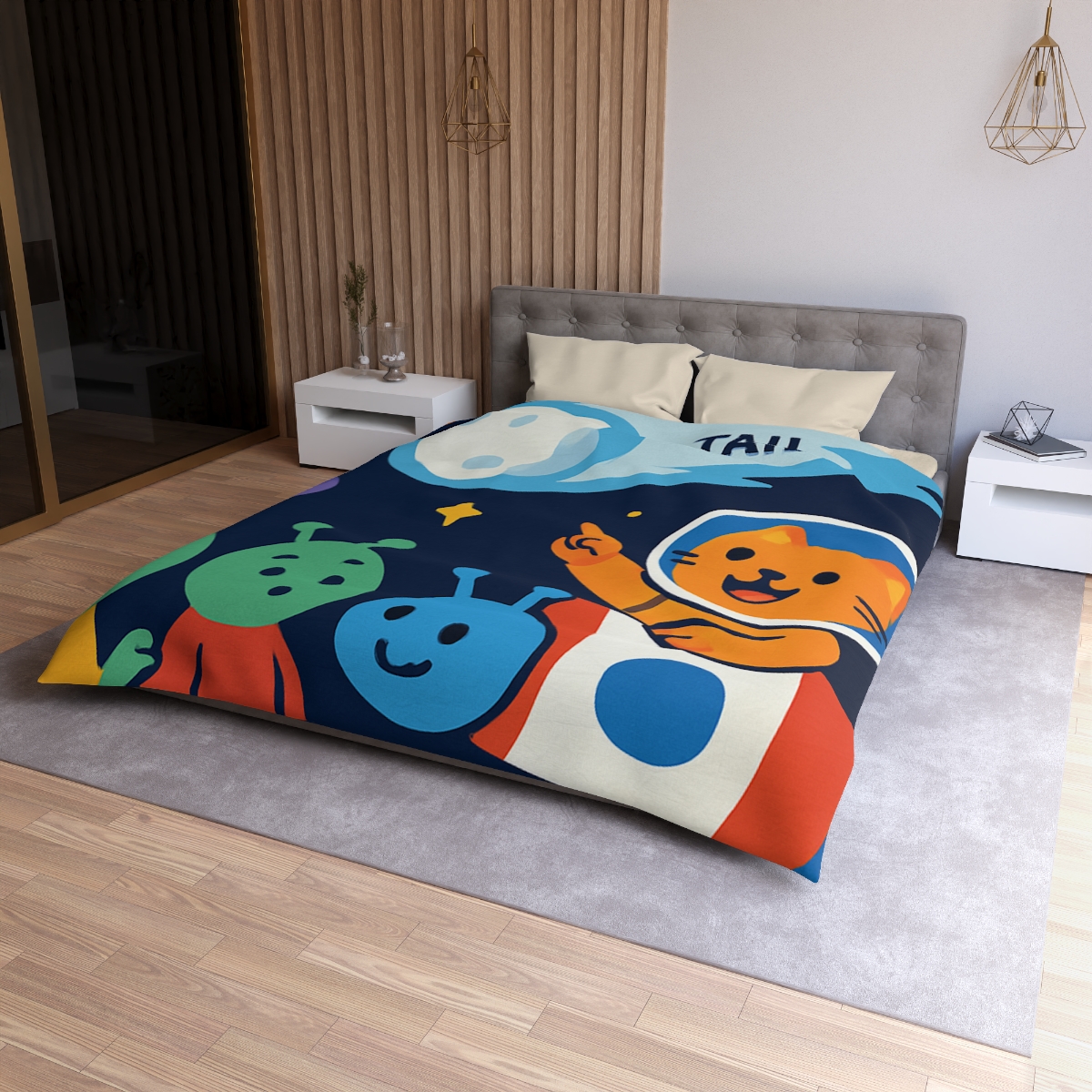 Comet Classroom With Captain Cat personalized bedding duvets