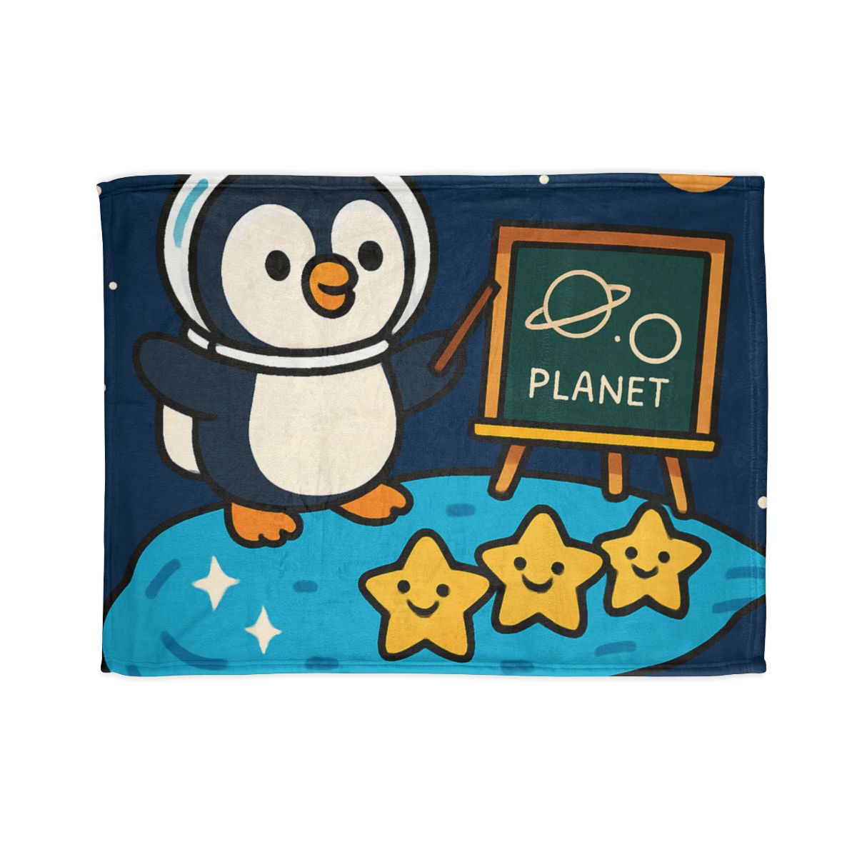 Comet Classroom With Captain Penguin trendy patterned blankets