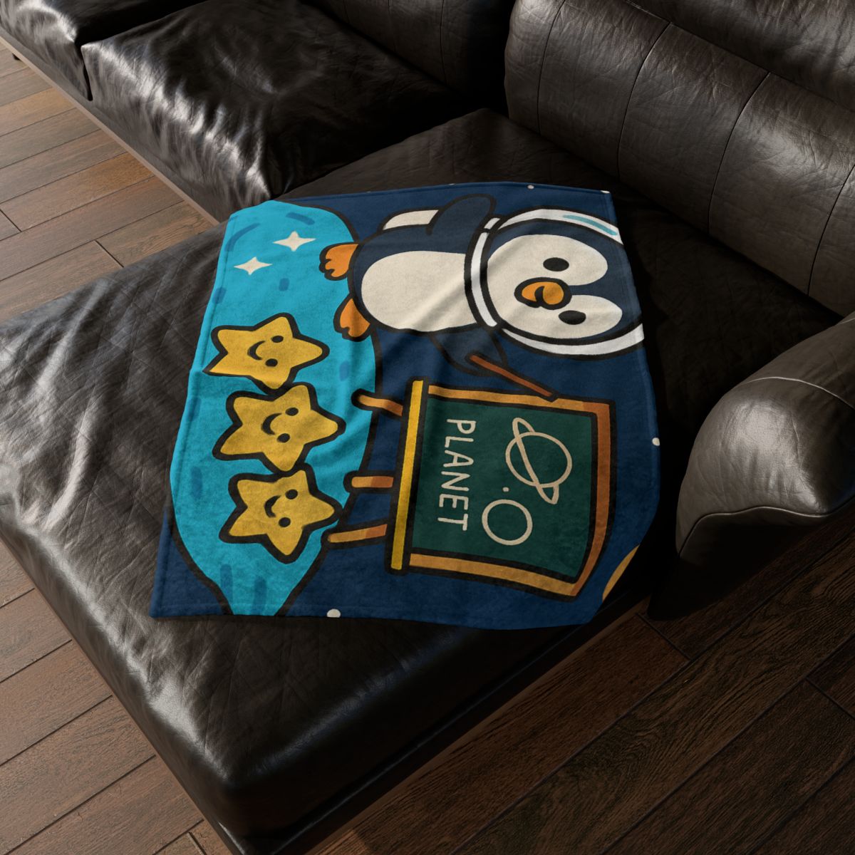 Comet Classroom With Captain Penguin trendy patterned blankets