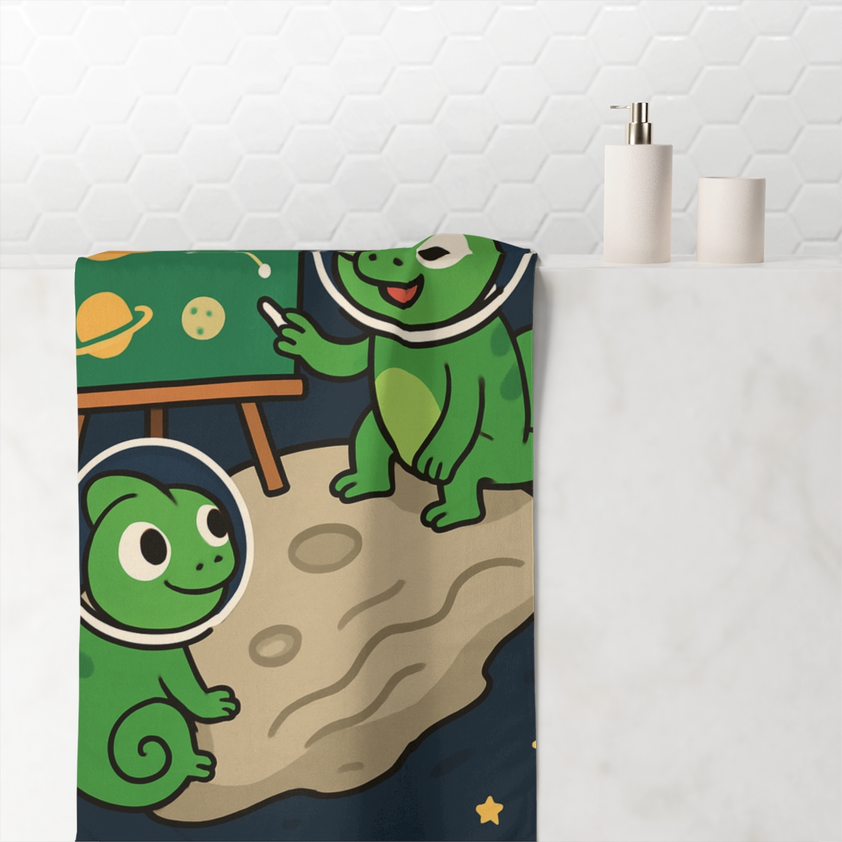 Comet Classroom With Cosmic Chameleons stylish beach towels