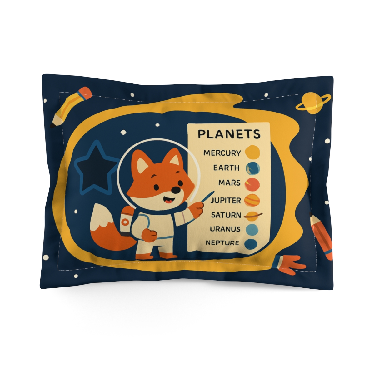 Comet Classroom With Curious Fox Astronaut trendy accent pillows