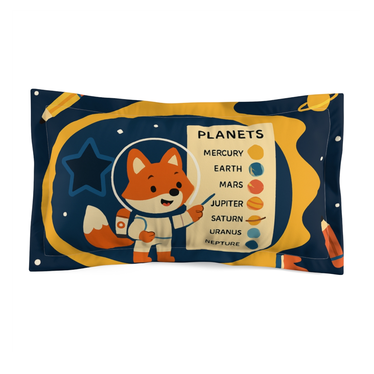 Comet Classroom With Curious Fox Astronaut trendy accent pillows