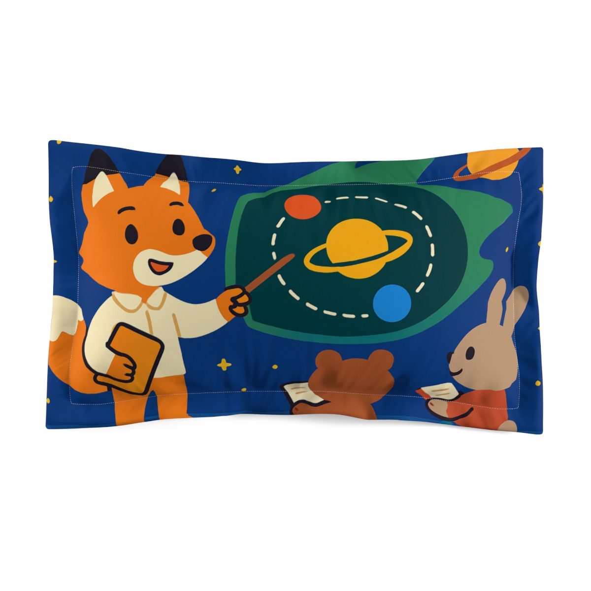 Comet Classroom With Curious Fox designer printed pillows