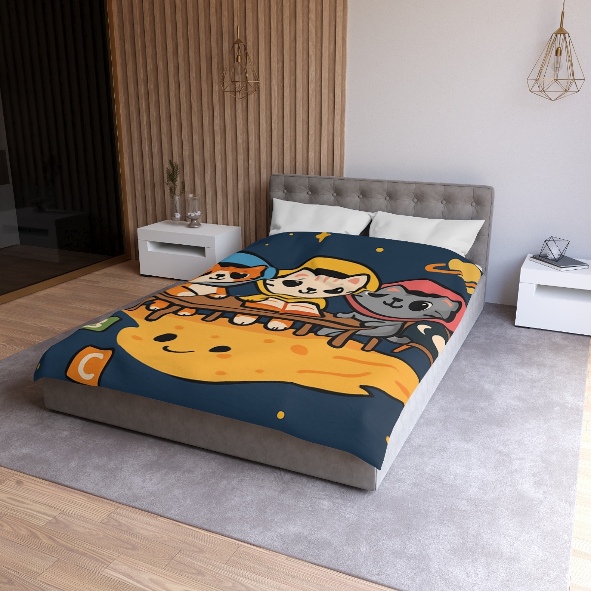 Comet Classroom With Curious Kittens custom duvets