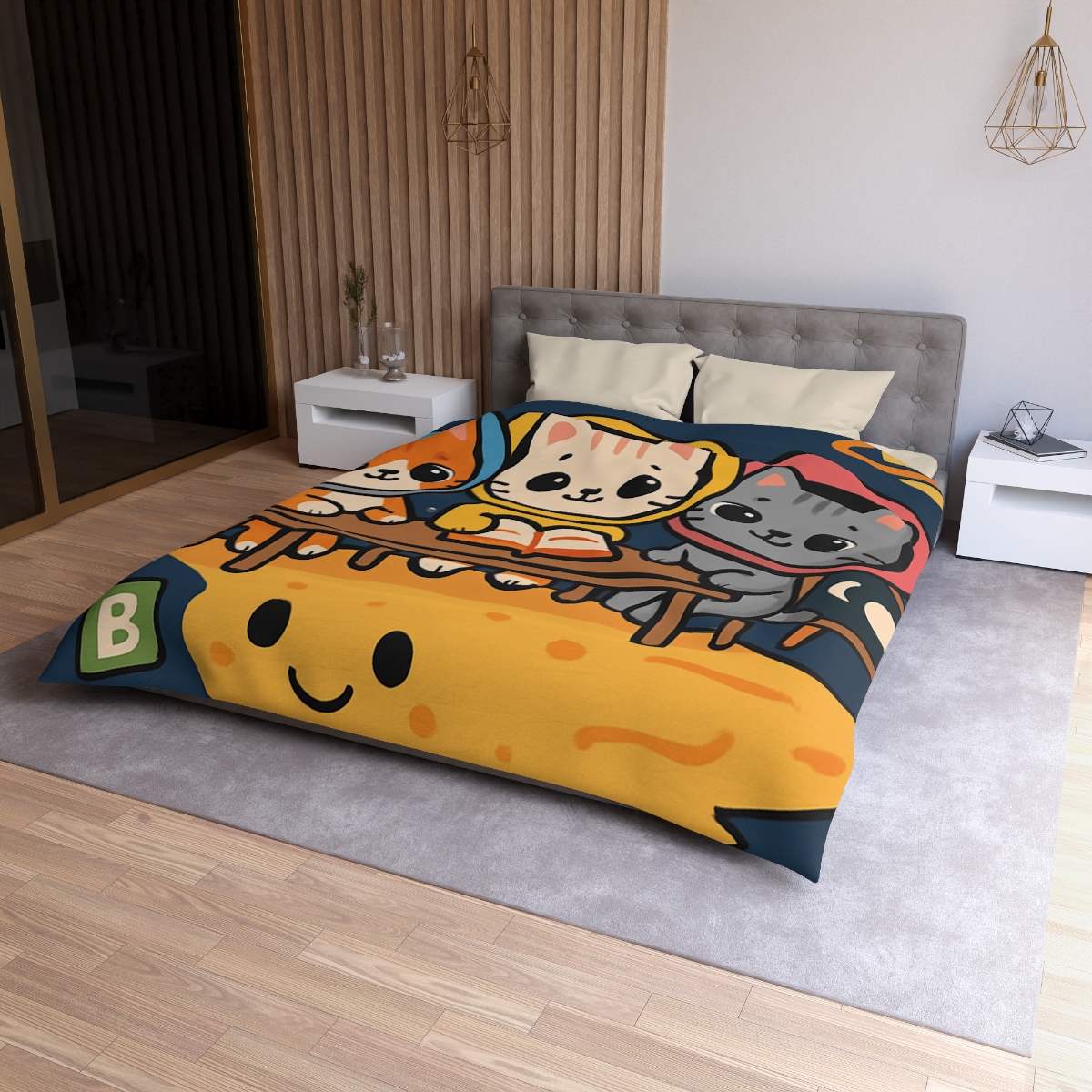 Comet Classroom With Curious Kittens custom duvets